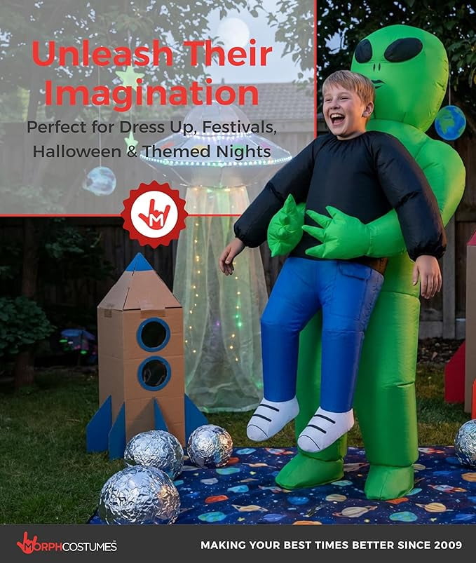  Alien Pmu Inflatable Kids Halloween Costume for Boy Green One Size