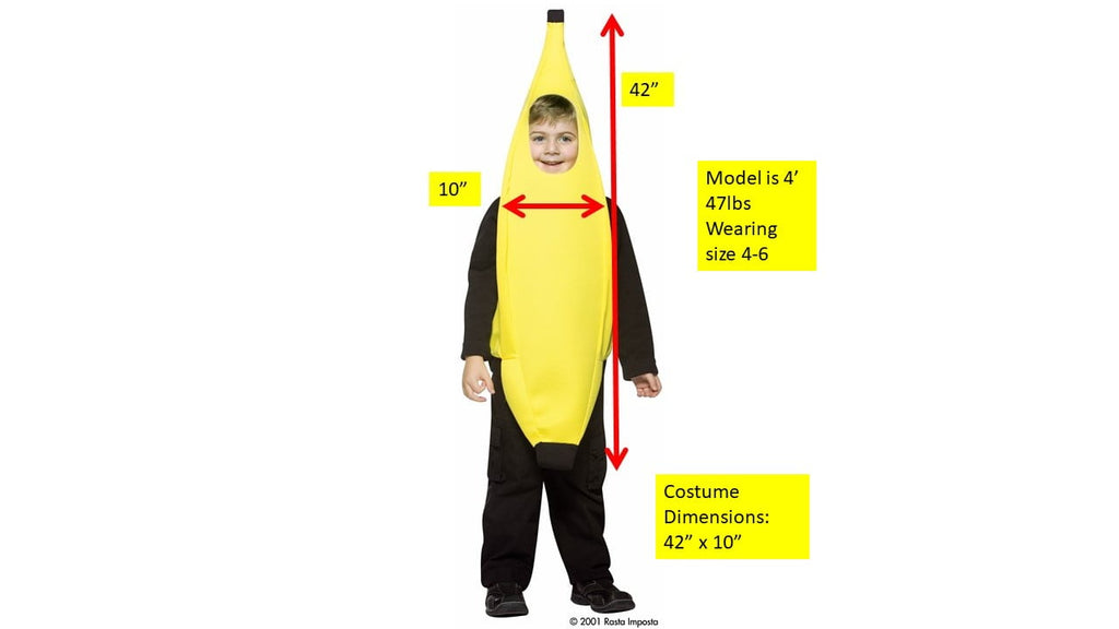 Banana Child Halloween Party Costume, Boys and Girls, Child Size 4-6x