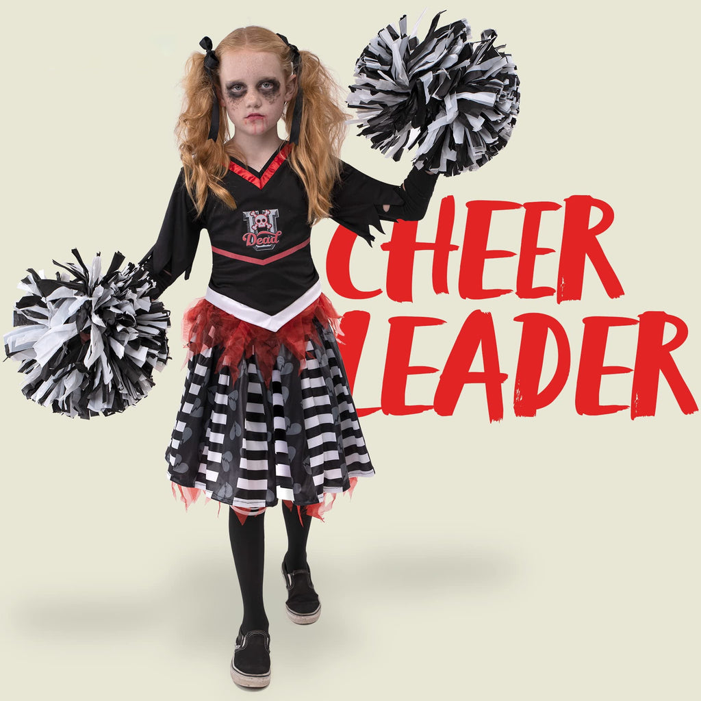  Kids Cheerleader Costume, Cheerless Costume for Girls, Scary Cheerleader Costume for Halloween Party Dress Up Age Up to 12 Years