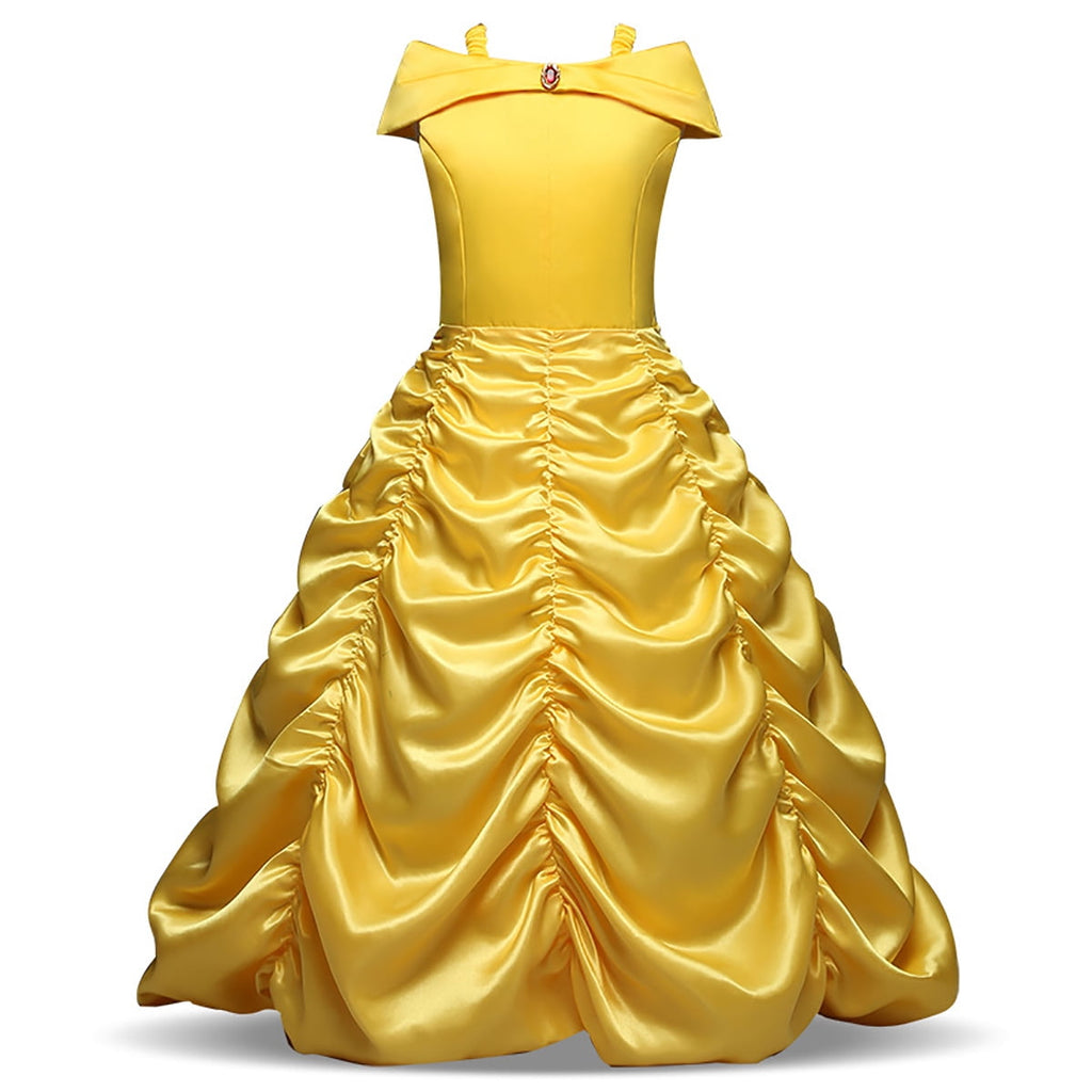  Princess Off Shoulder Layered Costume Dress for Little Girls with Accessories, Child 5-6 Years
