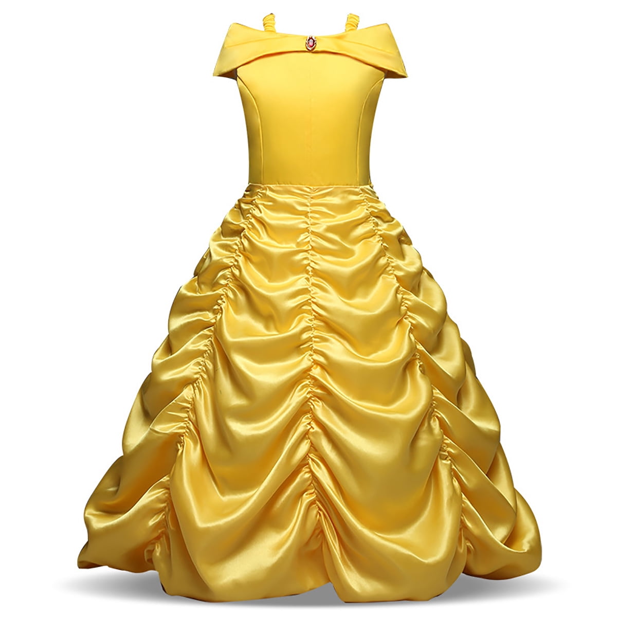  Princess Off Shoulder Layered Costume Dress for Little Girls with Accessories, Child 5-6 Years