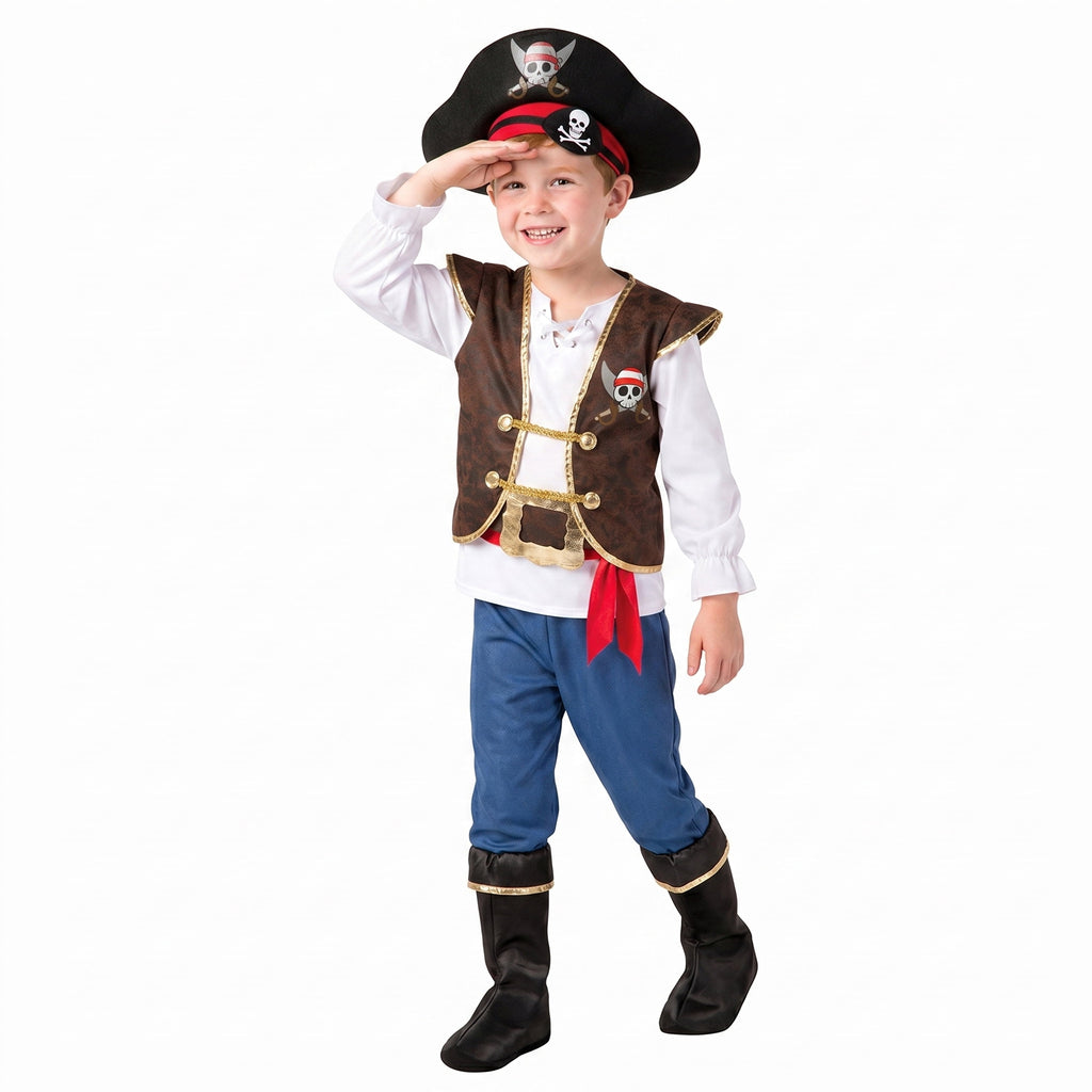  Halloween Pirate Costume for Kids, Boys Pirate Costume Set, Pirate Accessories Costume for Toddler Themed Party Cosplay Dress Up