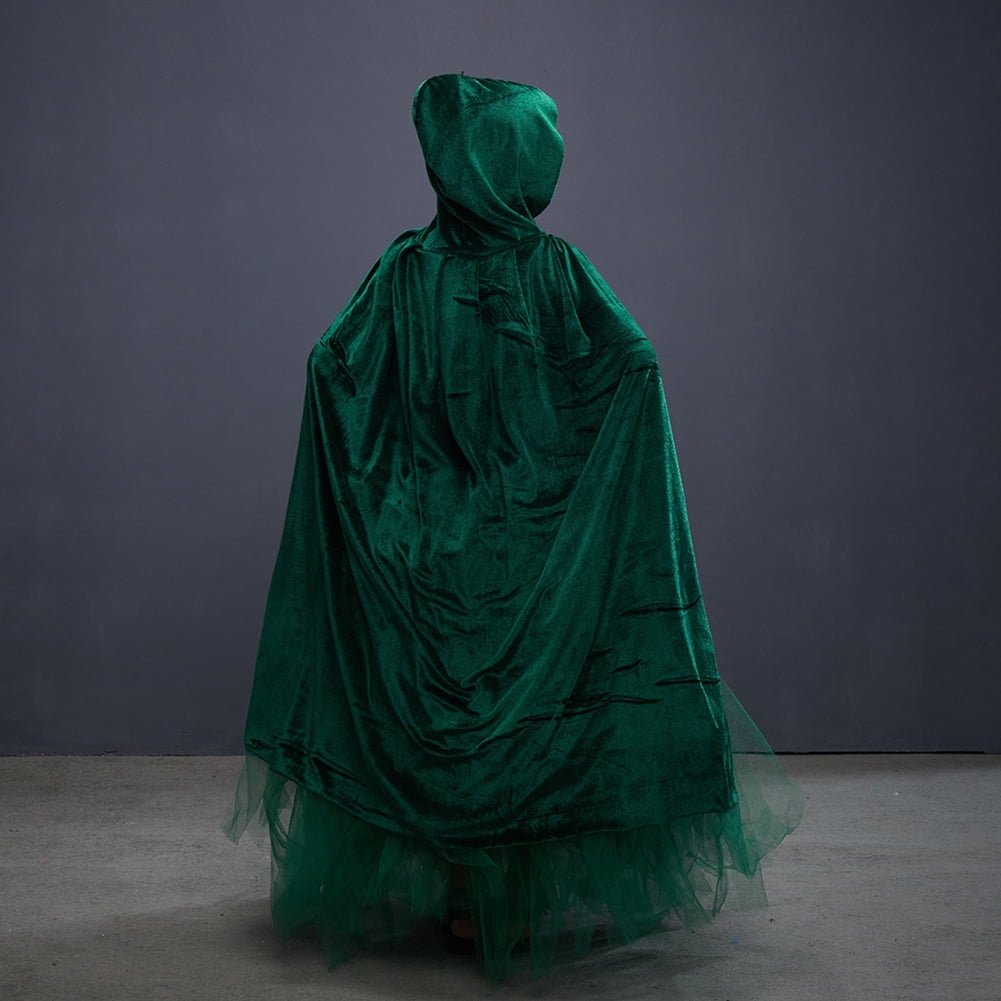 IBTOM CASTLE Kids Girls Witch Costumes Halloween Cosplay Costume Fancy Dress Cloak Witch Broom 3PCS Dress up Outfit 6-7 Years Green
