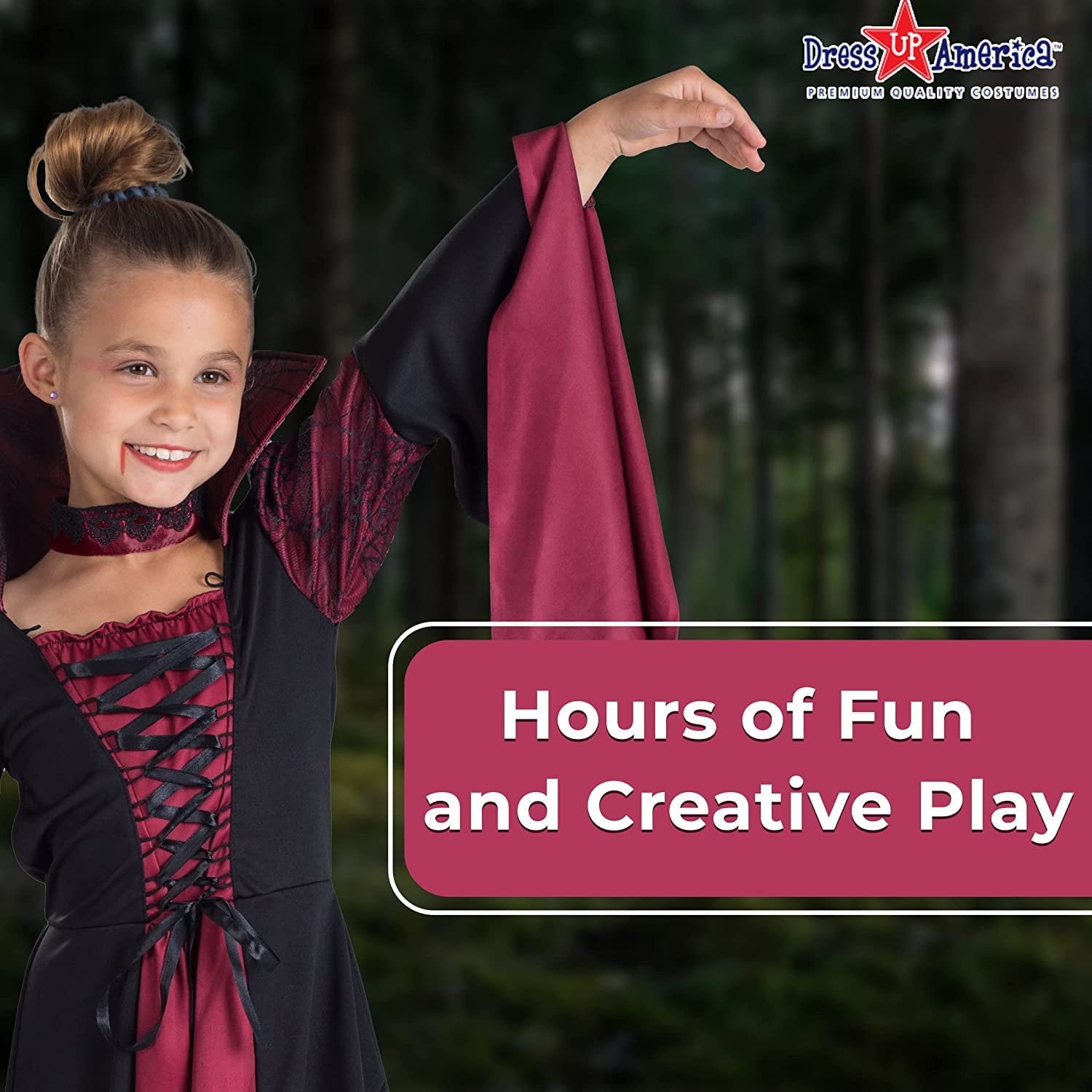 Dress-Up-America Vampiress Costume for Kids - Girls Vampire Costume - Red Halloween Dress