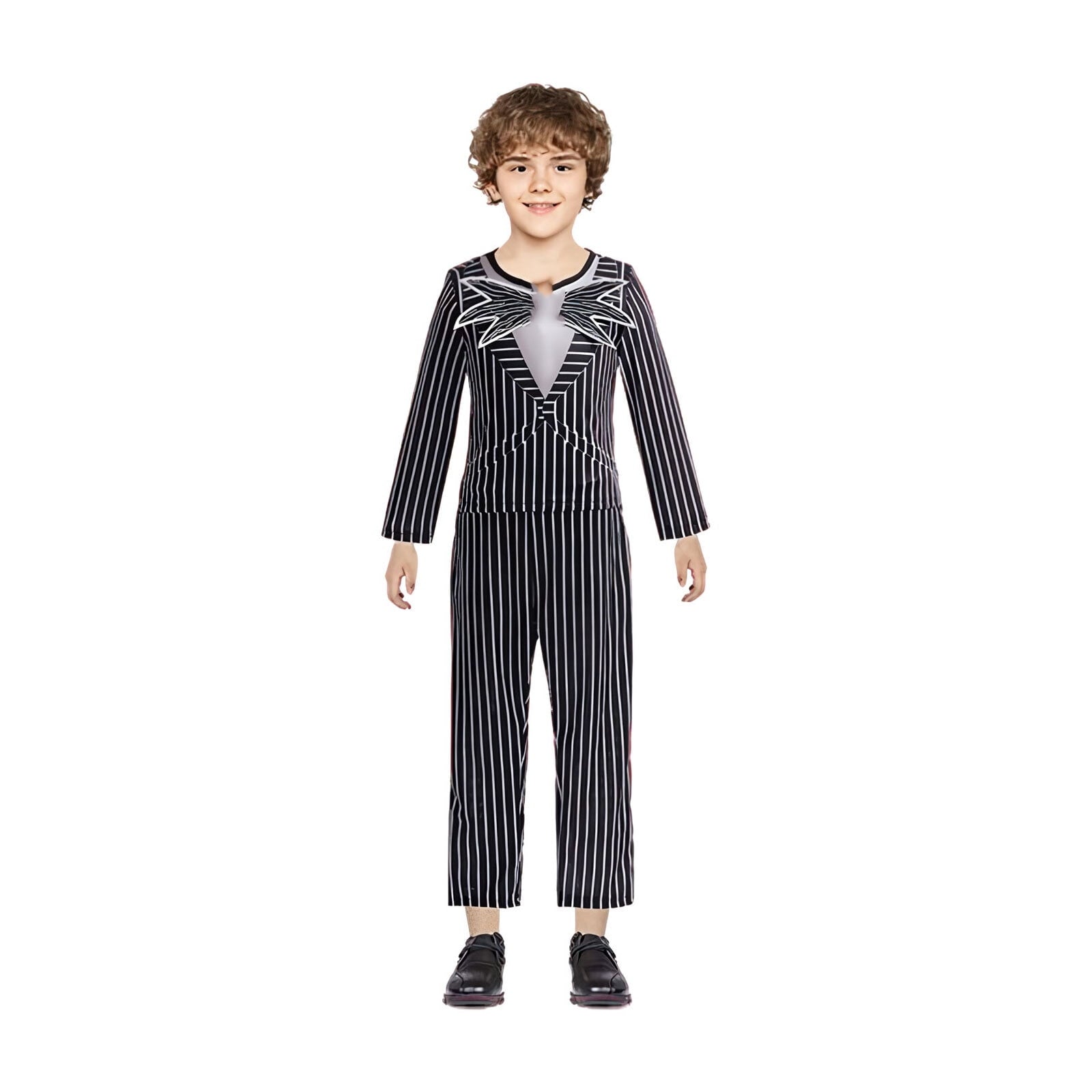 Kids Gothic Skeleton Costume Set 2PC Halloween Christmas Cosplay Outfit Black Striped Tuxedo Role Play Dress Up for Boys Girls Toddlers