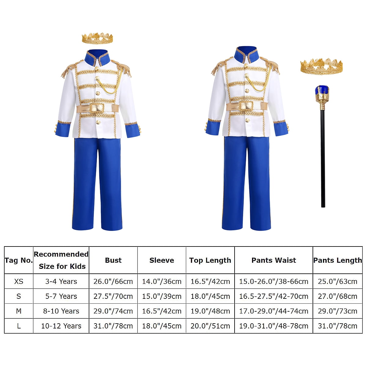 IBTOM CASTLE Boys Prince Charming Costume Halloween Cosplay Dress up Birthday Party Medieval Royal Prince Outfits for Toddler Child 3-4 Years Blue 4pcs