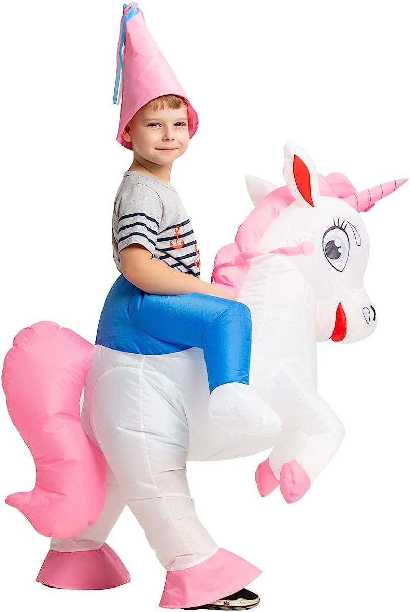  Inflatable Unicorn Costume for Kids Halloween Costumes Boys Girls Funny Blow up Costume for Halloween Party Cosplay