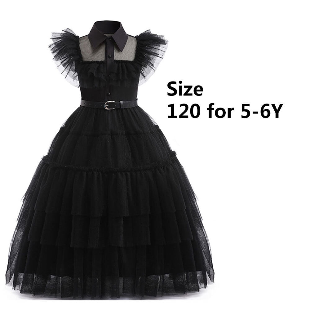  Black Mesh Cosplay Fancy-Dress Costume with Adjustable for Child, Little Girls 120 for 5-6Y