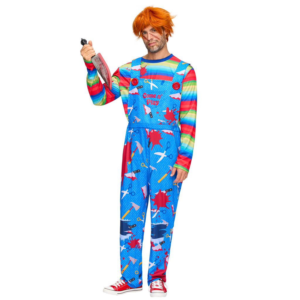  Men Killer Doll Costumes, Creepy Doll Costume for Adult Halloween Dress up Party Cosplay, Family Matching Costumes