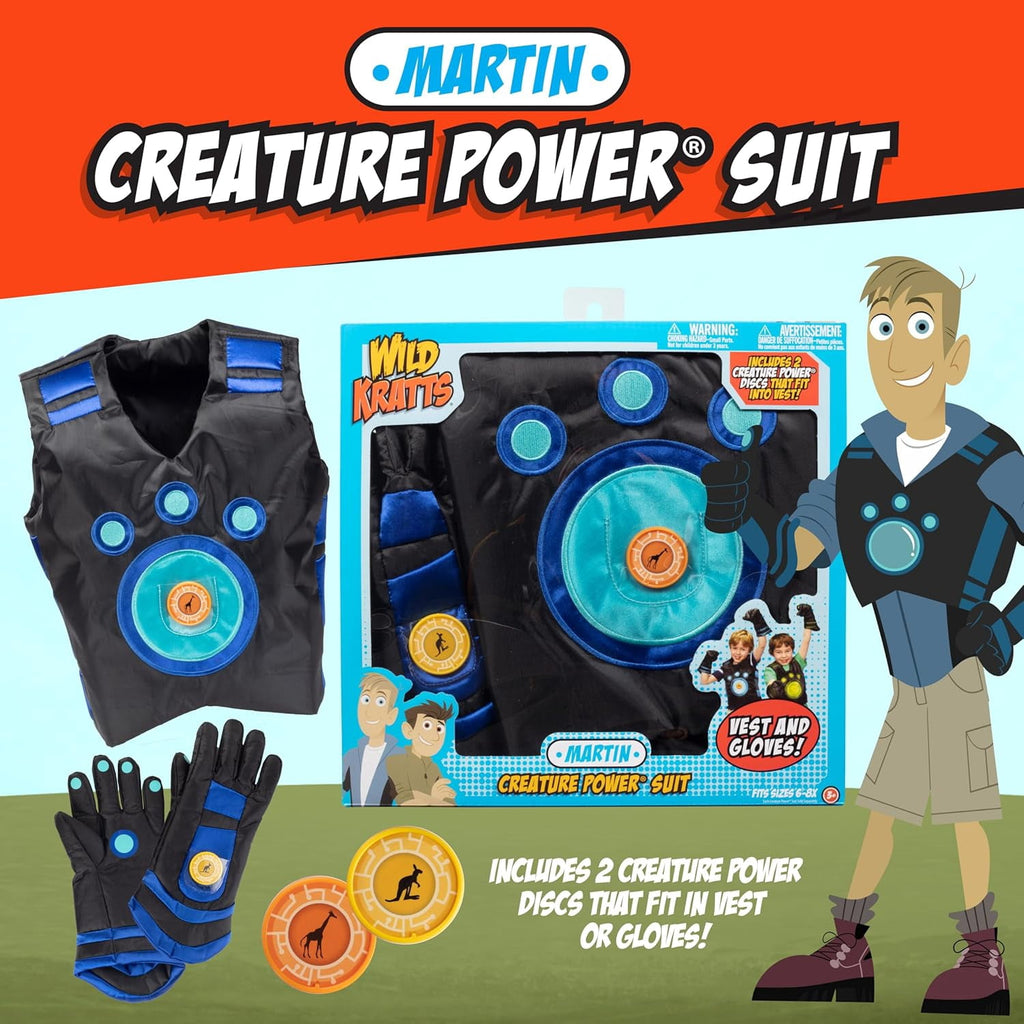 Wild Kratts Creature Power Suit Martin (Large 6-8X) Includes Vest, Gloves & 2 Power Discs for Halloween Costume, Pretend Play & Dress Up