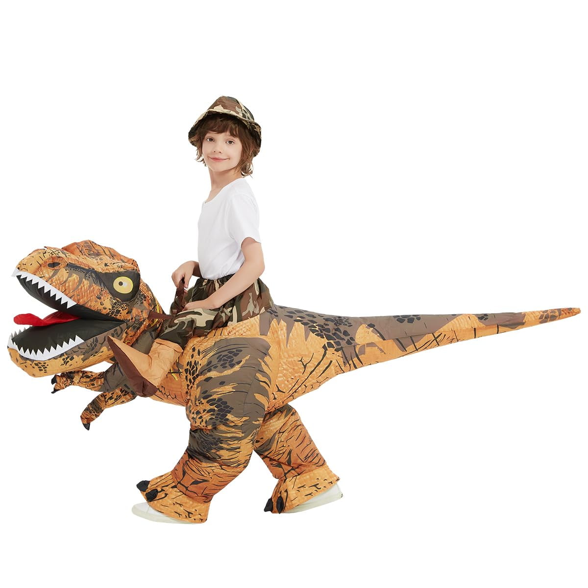  Dinosaur Costume Inflatable for Kids, Blow Up Dinosaur Costume Kid T Rex Costume for Boys Girls, Funny Unisex Blow Up Costumes for Halloween Party Cosplay