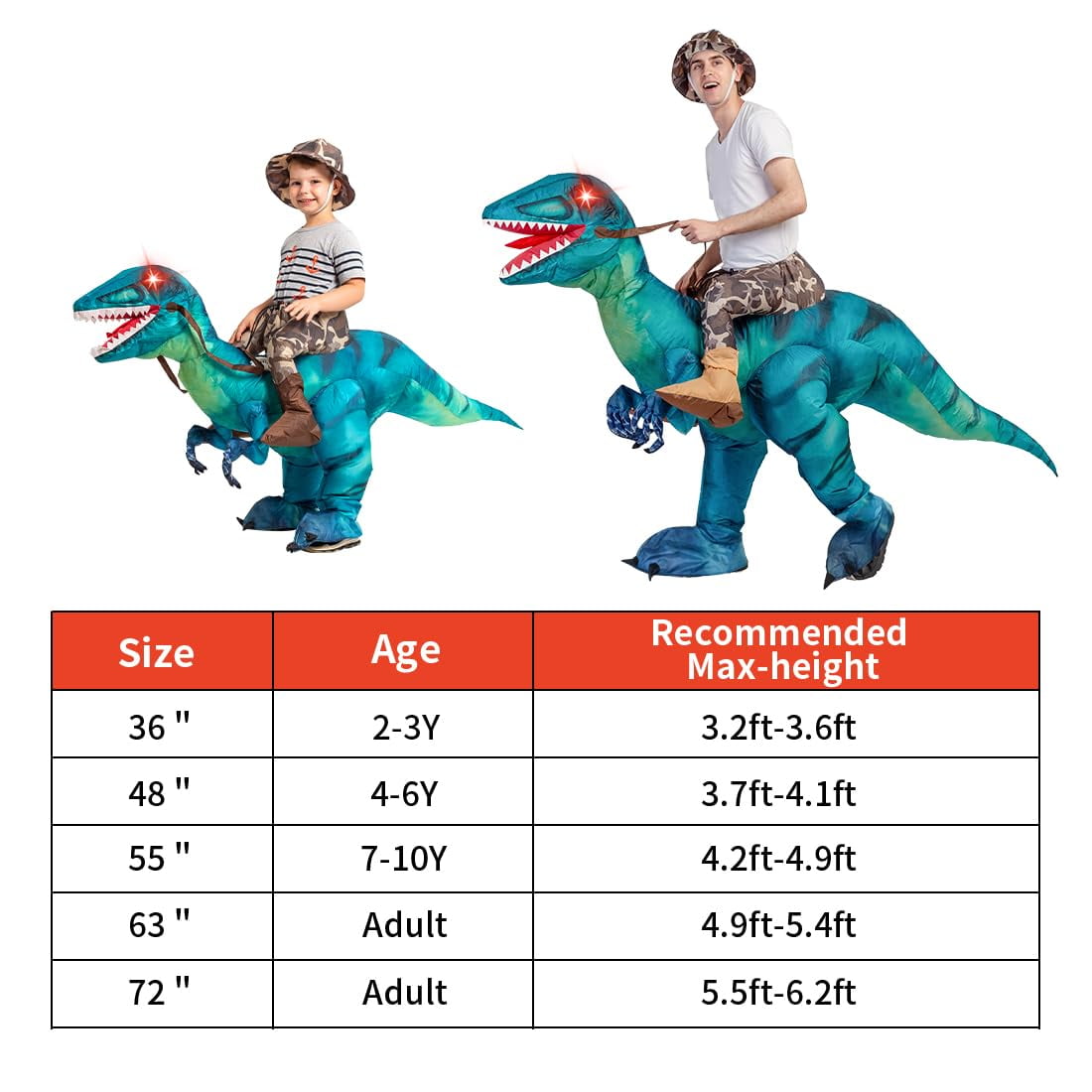  36 inch Inflatable Dinosaur Costume for Kids, Funny Halloween Costumes for Boys Girls Kids Inflatable Costume, Blow Up Dinosaur Costume for Halloween Party Cosplay