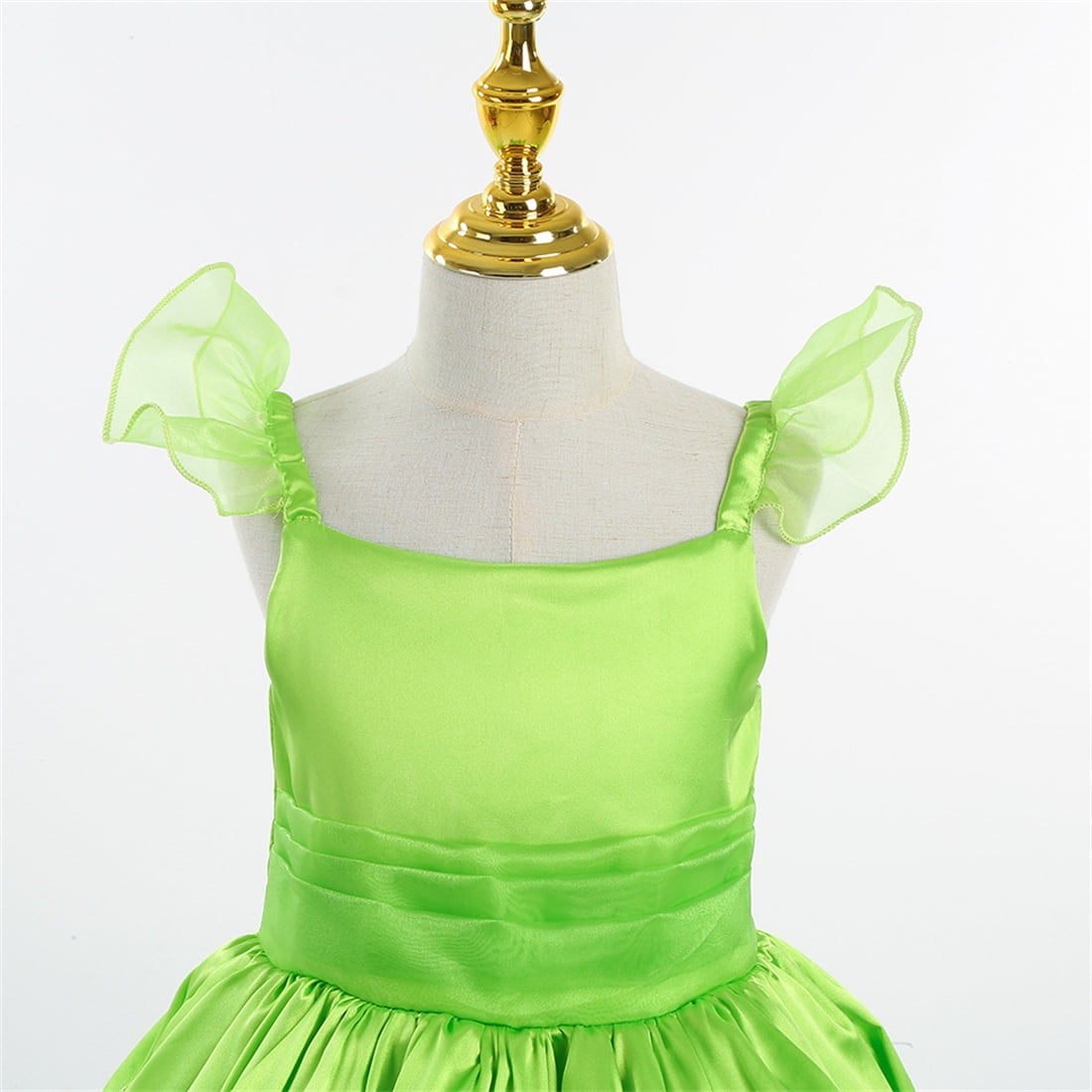  2-10Y Green Fairy Princess Dresses for Girls Christmas Halloween Costume Cosplay Dress Up with Wing & Accessories