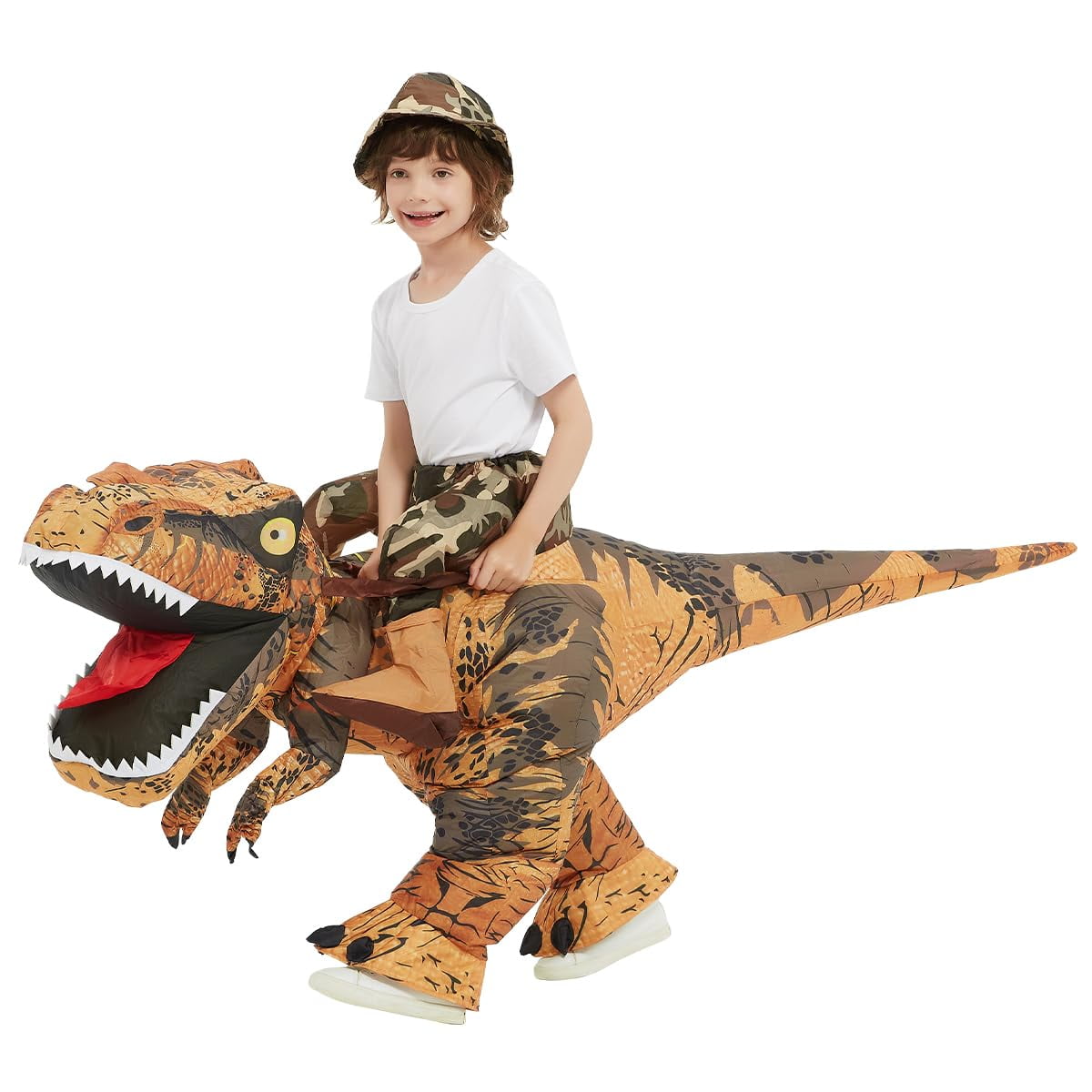  Dinosaur Costume Inflatable for Kids, Blow Up Dinosaur Costume Kid T Rex Costume for Boys Girls, Funny Unisex Blow Up Costumes for Halloween Party Cosplay