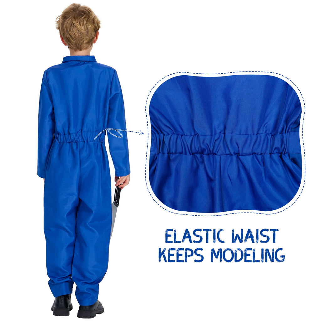 Halloween Zombie Killer Costume for Big Kids Boys Scary Horror Jumpsuit with Accessories 10-12 Years
