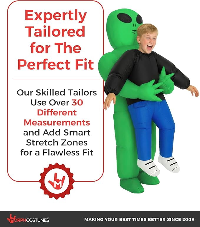 Alien Pmu Inflatable Kids Halloween Costume for Boy Green One Size