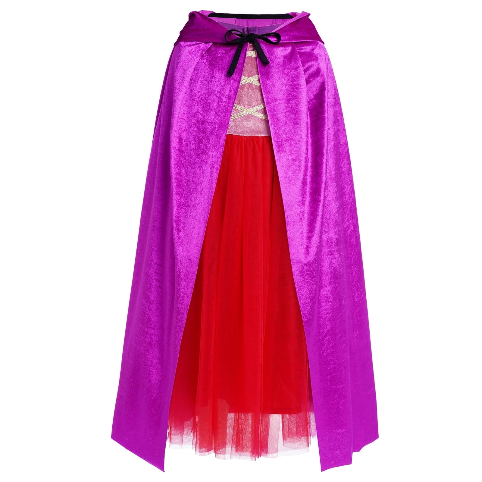 IBTOM CASTLE Kids Girls Witch Costume Tulle Dress Velvet Hooded Cloak Wigs Set Halloween Cosplay Birthday Party Carnival Dress up Outfit 4-5 Years Purple 2pcs