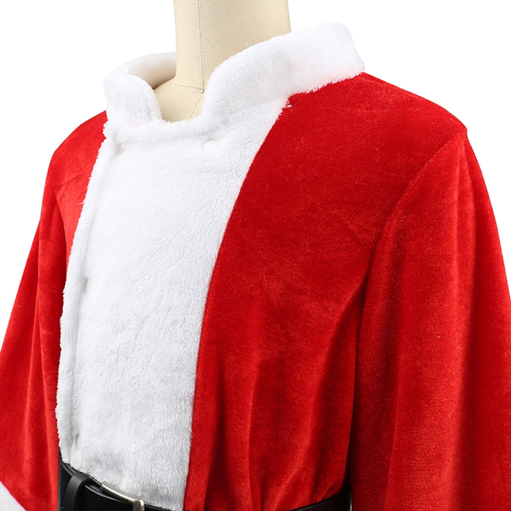  Child Santa Suit Deluxe Plush Christmas Childrens Santa Claus Kids Halloween Costume Cosplay for 4+ years