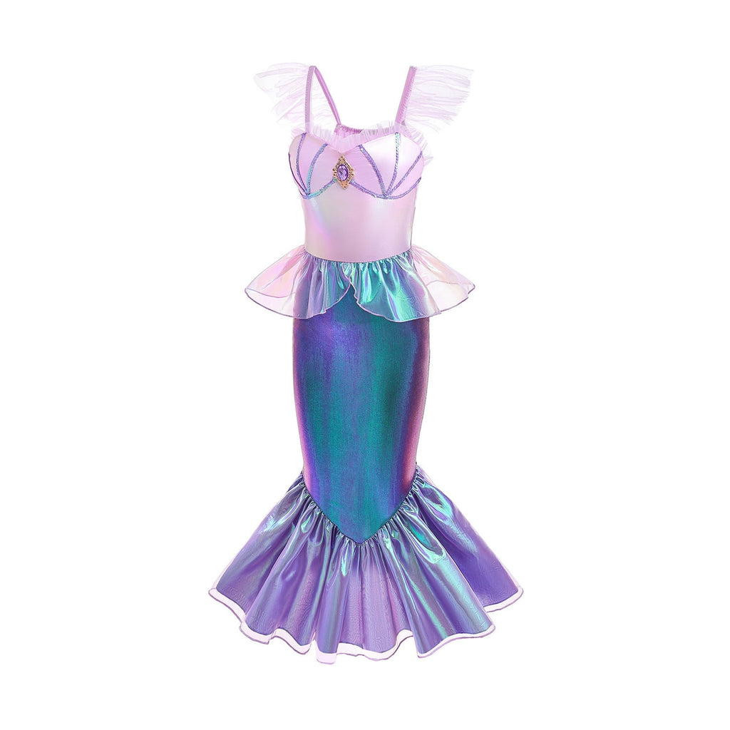 Mermaid Dress for Girls - Mermaid Fancy Costume Halloween Princess Dresses for Girls 3-10 Birthday Gift