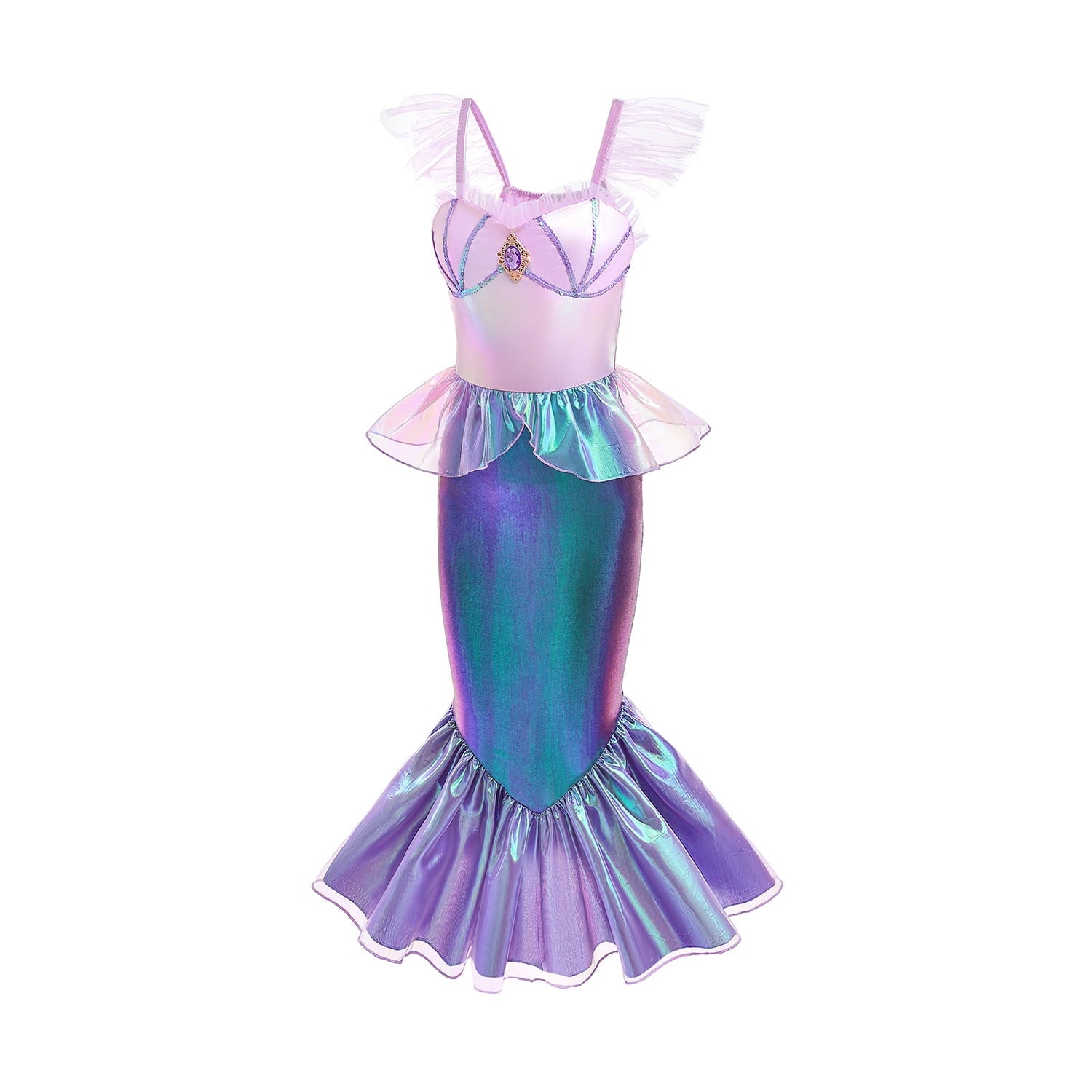  Mermaid Dress for Girls - Mermaid Fancy Costume Halloween Princess Dresses for Girls 3-10 Birthday Gift