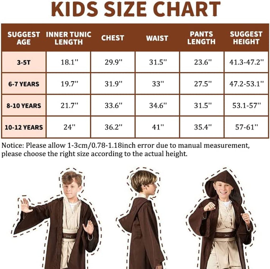 CHOYURME CHONYURM Knight Costume for Kids Halloween Cosplay Tunic Hooded Cape Sci-fi Film Classic Robe Outfit 3-14 Years