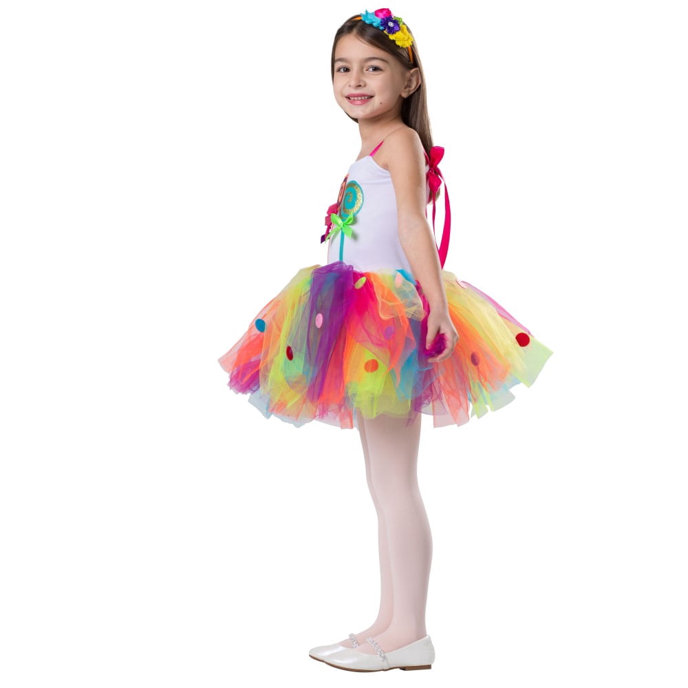 Dress Up America Candy Dress Costume For Kids- Candyland Tutu Dress Up for Girls - Halloween Candy Costume for Kids