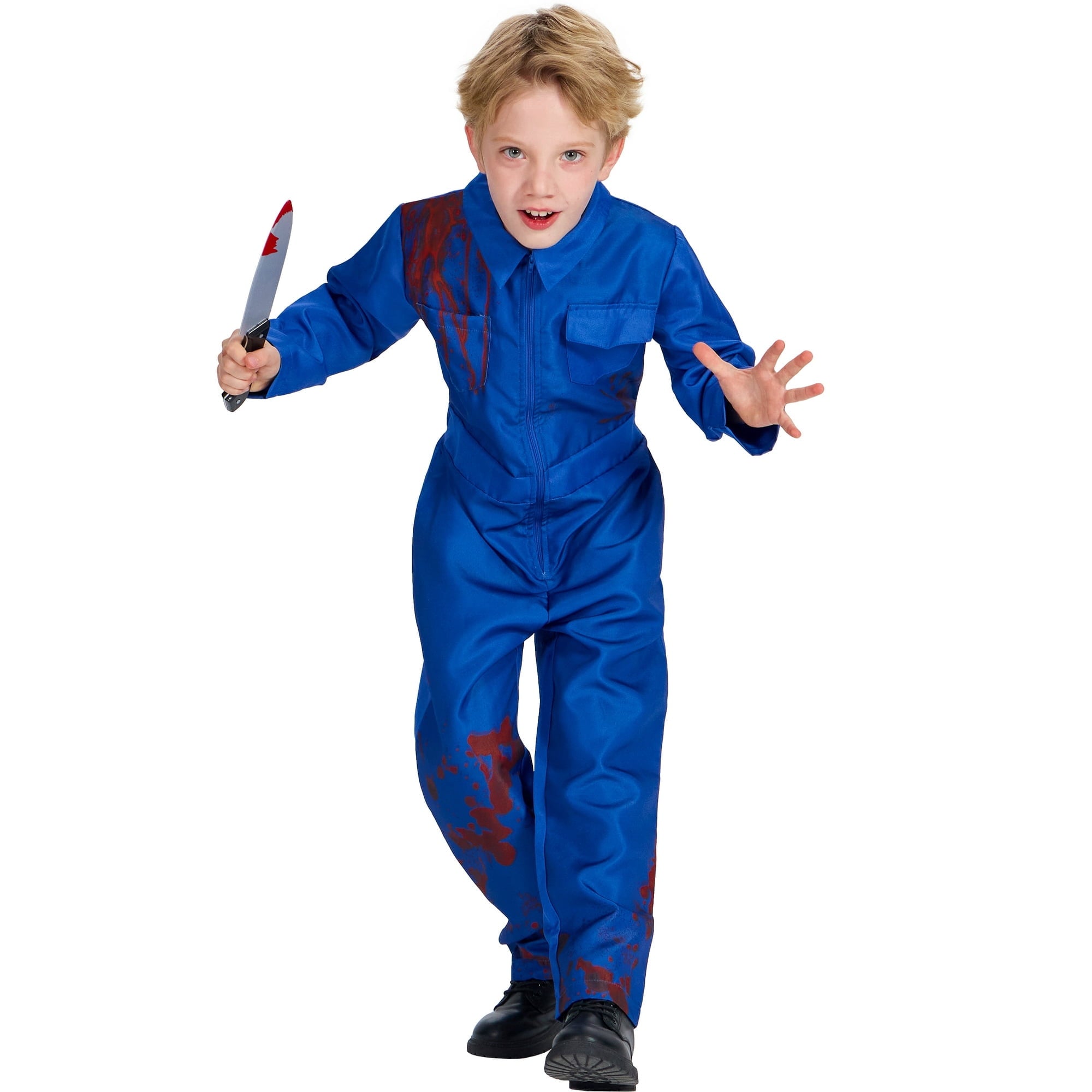Halloween Zombie Killer Costume for Big Kids Boys Scary Horror Jumpsuit with Accessories 10-12 Years