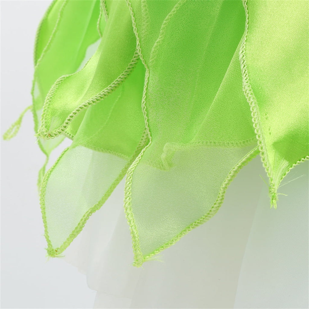  2-10Y Green Fairy Princess Dresses for Girls Christmas Halloween Costume Cosplay Dress Up with Wing & Accessories