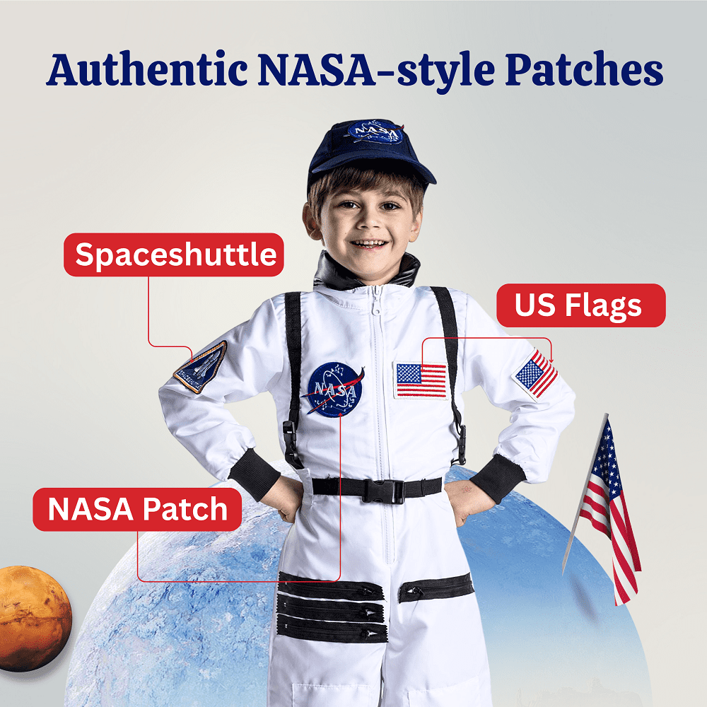 Dress Up America Astronaut Costume for Toddlers with NASA Patches, Toddler 2