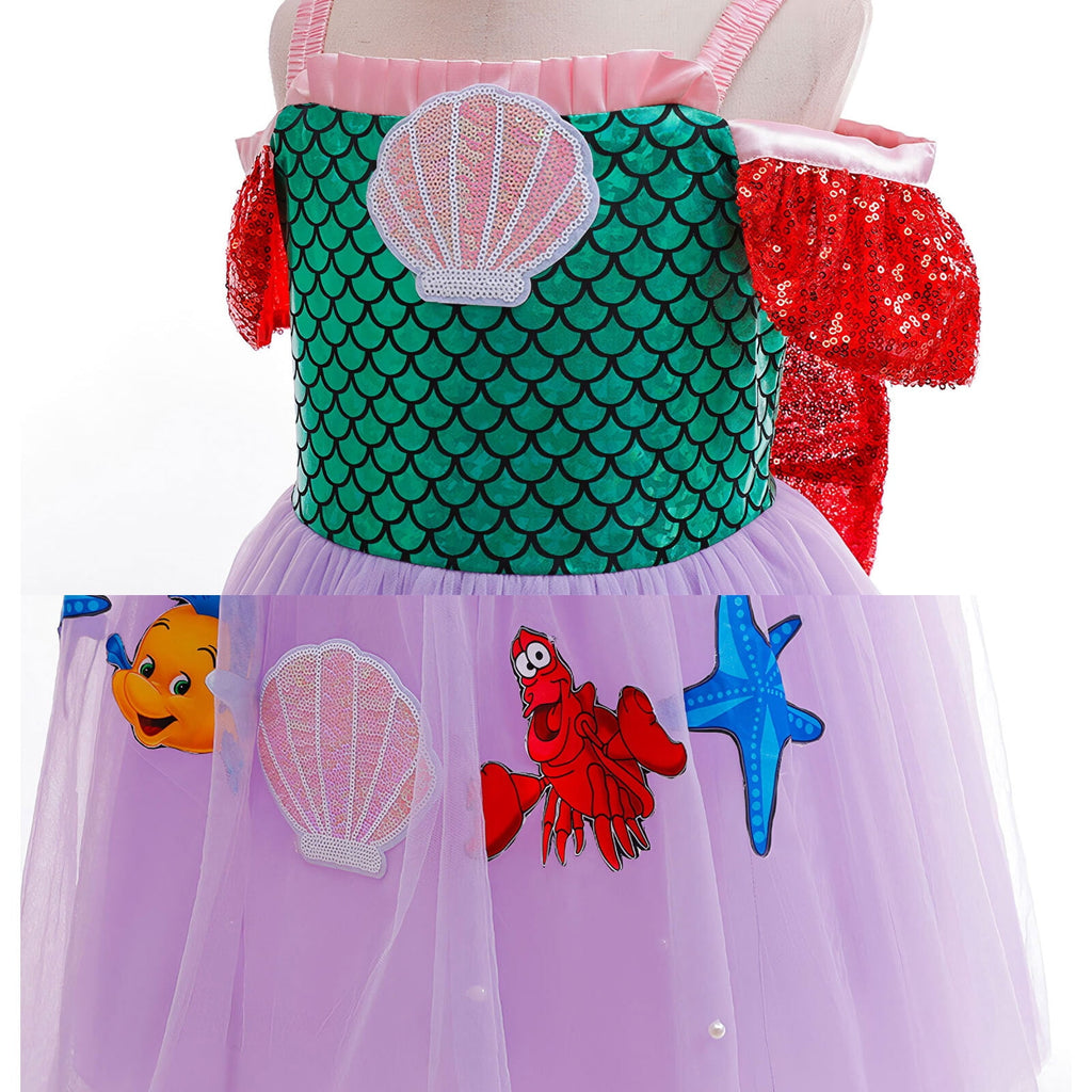 Girls Mermaid Princess Dress Costume Halloween Birthday Gown for 3-4T