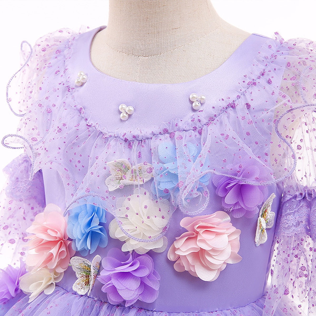 Girls Magical Floral Princess Halloween Costume Dress Kids Birthday Christmas Dress Up