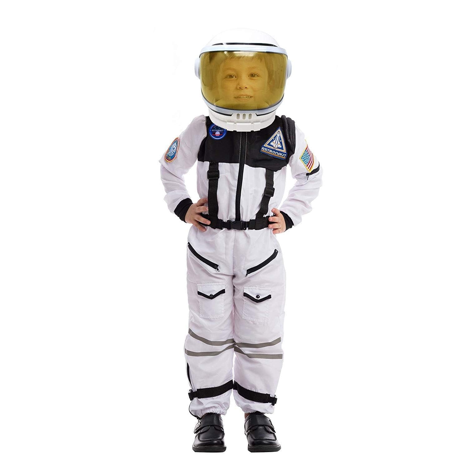  Astronaut Costume with Helmet for Kids Toddler Boys Halloween Dress Up Party and Roly Play Cosplay 3-14 Years