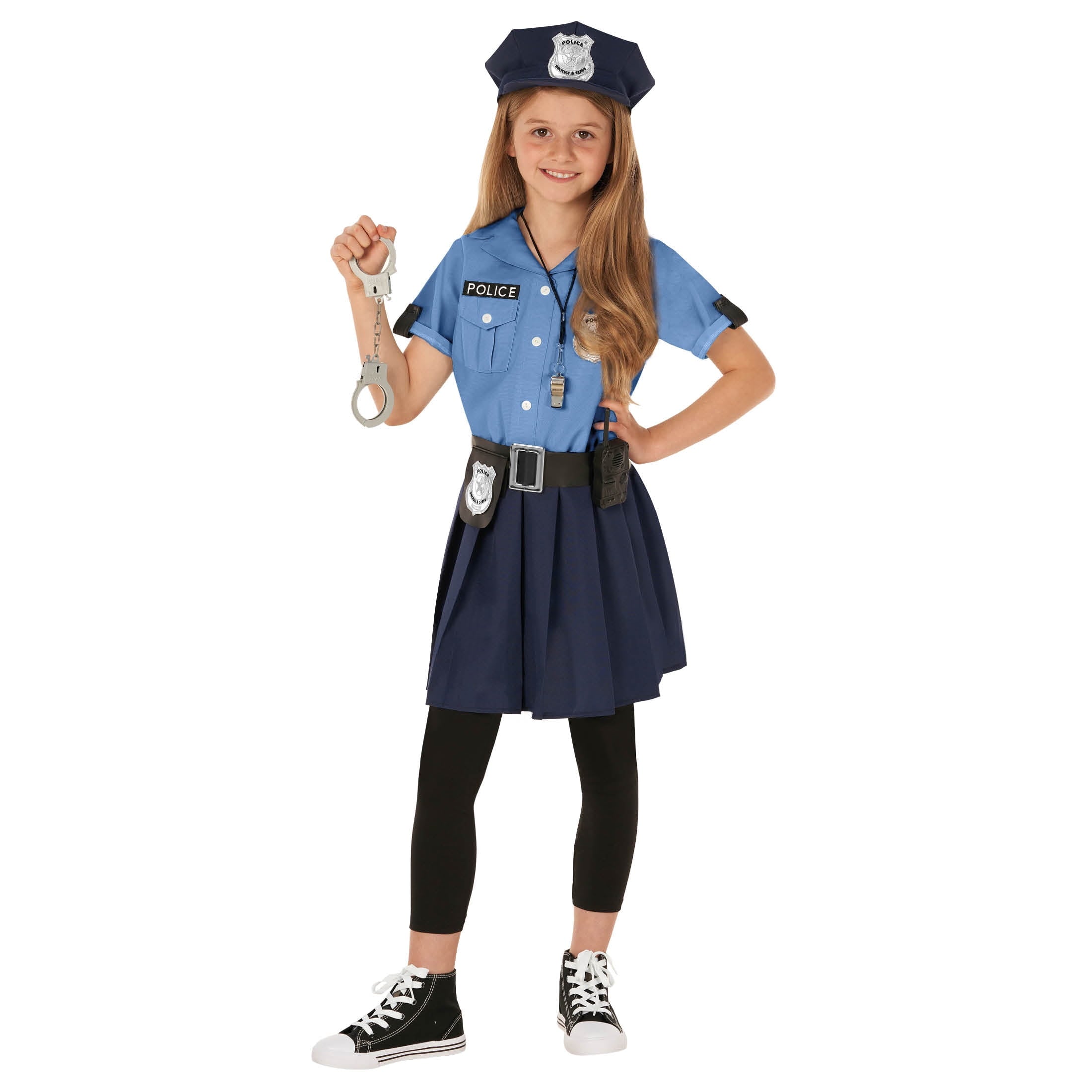  Blue Police Girl Costume Toys Kids Officer Cop Uniform Dress Halloween Halloween Blue L