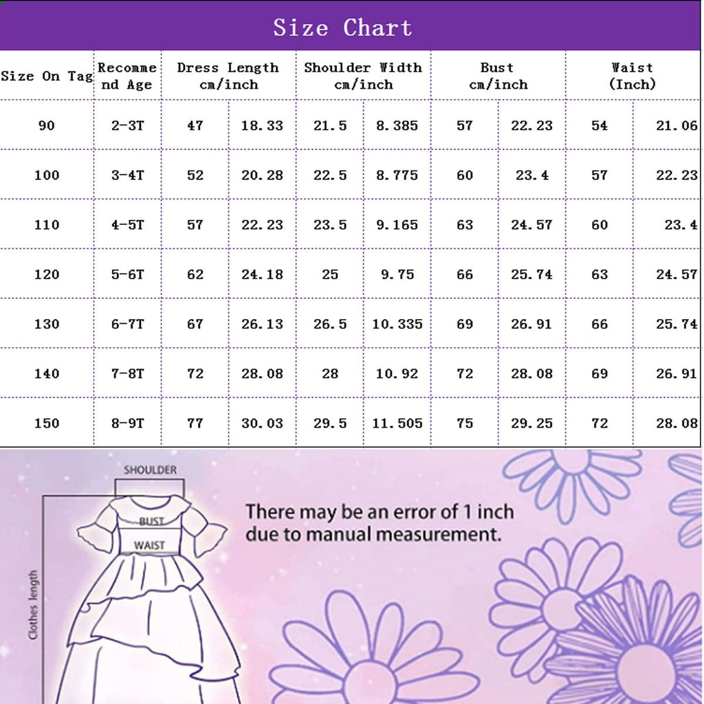 Girls Magical Floral Princess Halloween Costume Dress Kids Birthday Christmas Dress Up