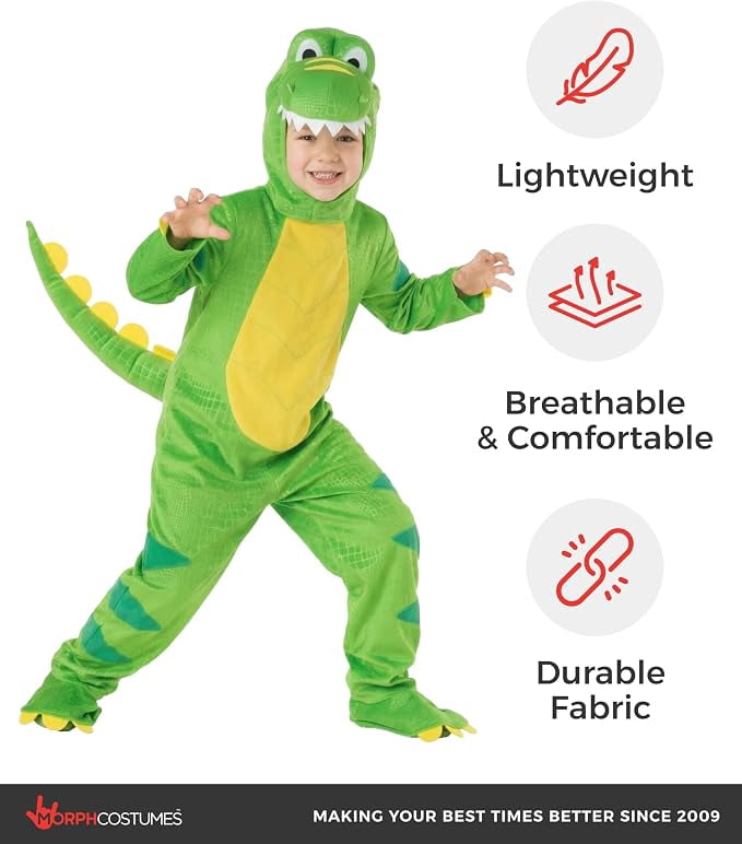  Kids Green T Rex Costume Boys Girls Dinosaur Jumpsuit Fancy Dress Halloween Green M