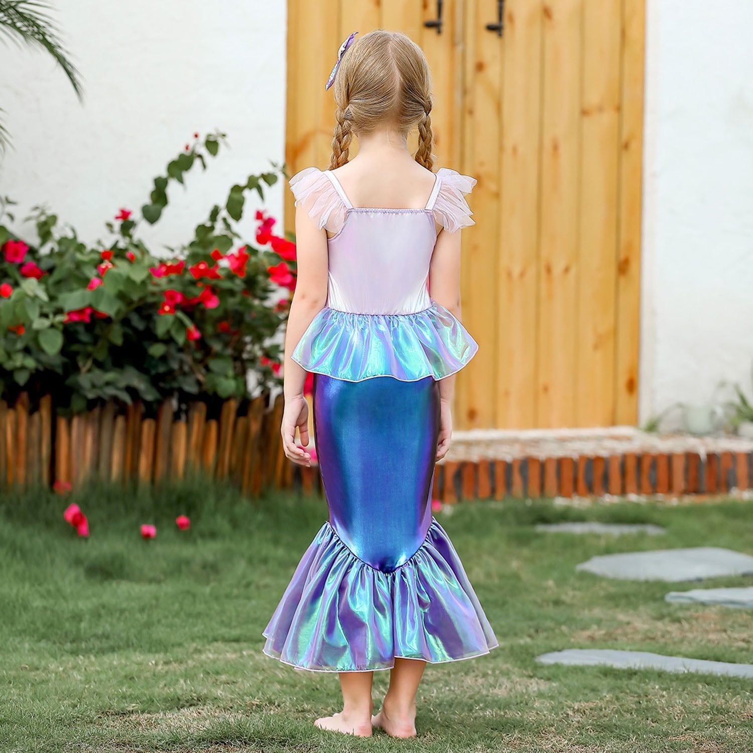 Mermaid Dress for Girls - Mermaid Fancy Costume Halloween Princess Dresses for Girls 3-10 Birthday Gift