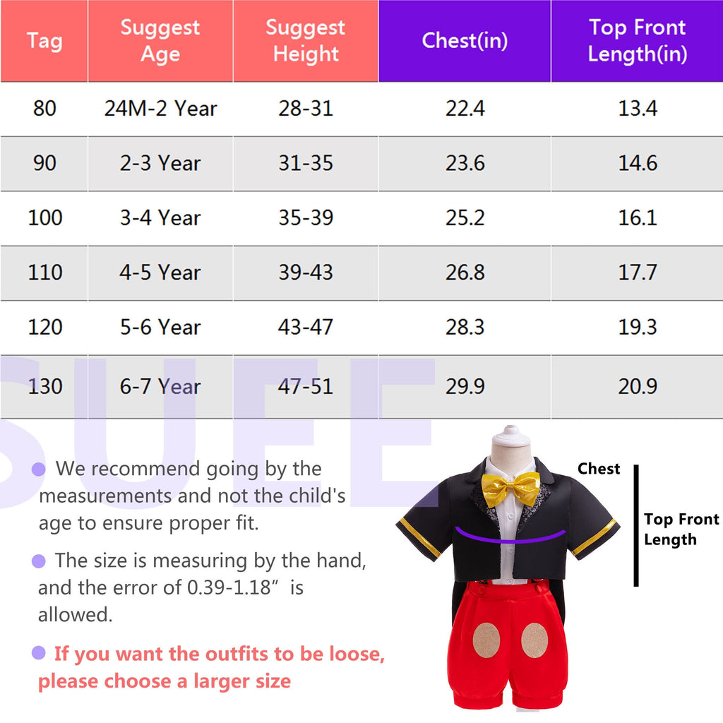 SUEE Kid Mini Mouse Costume Set Cartoon Cosplay Outfit Suits, 1-7Year
