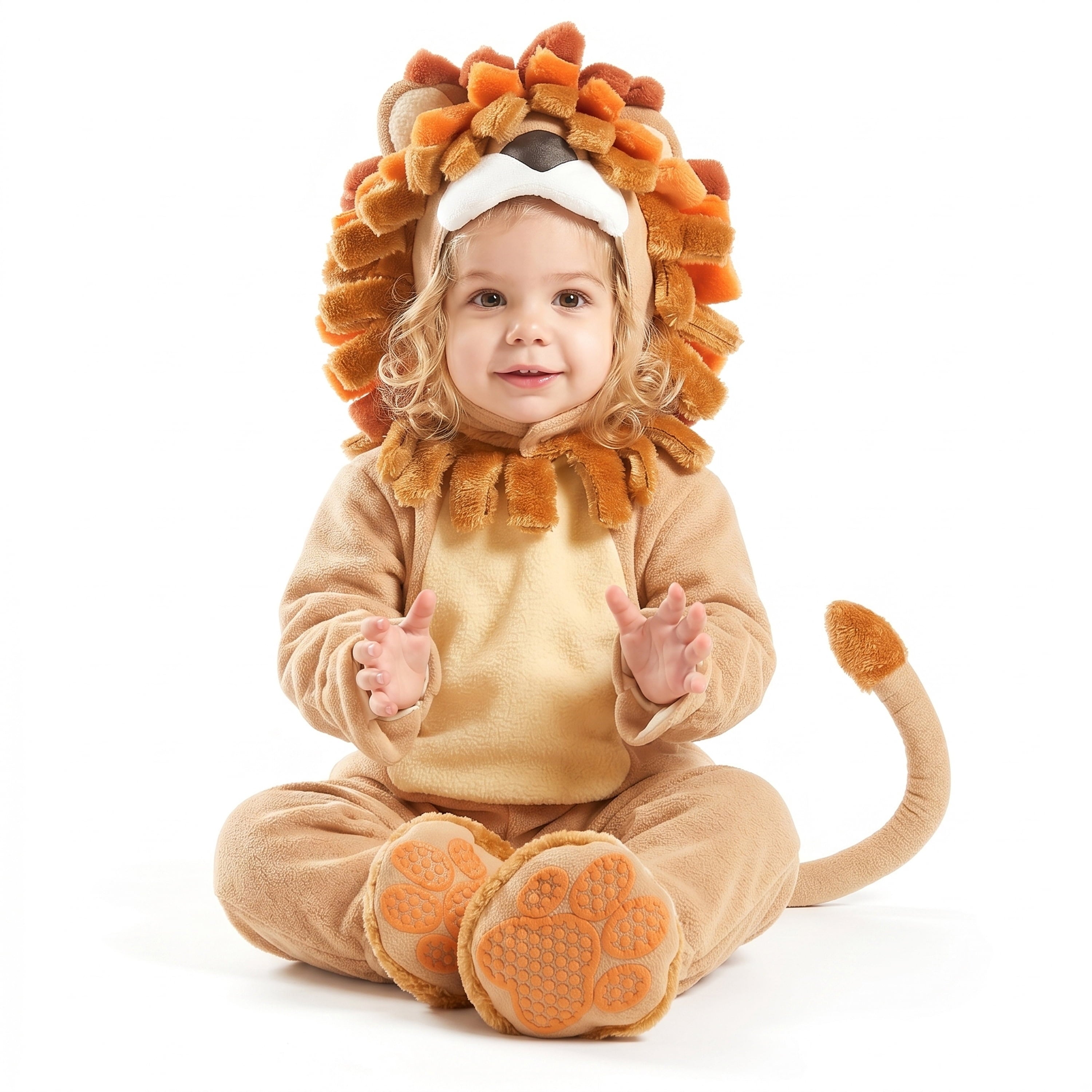  Baby Lion Costume with Toy Zebra for Infant, Halloween Animal Themed Party Role Playing Cosplay 18-24 Months