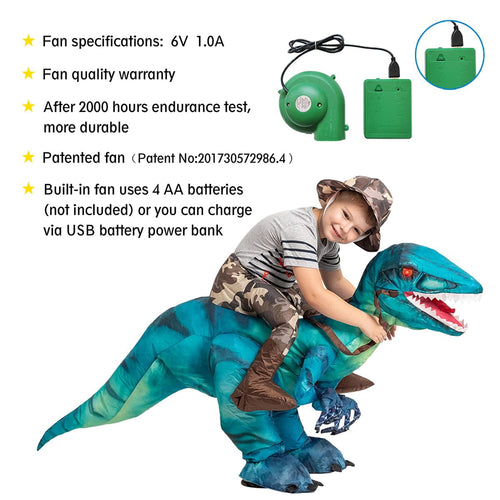  36 inch Inflatable Dinosaur Costume for Kids, Funny Halloween Costumes for Boys Girls Kids Inflatable Costume, Blow Up Dinosaur Costume for Halloween Party Cosplay