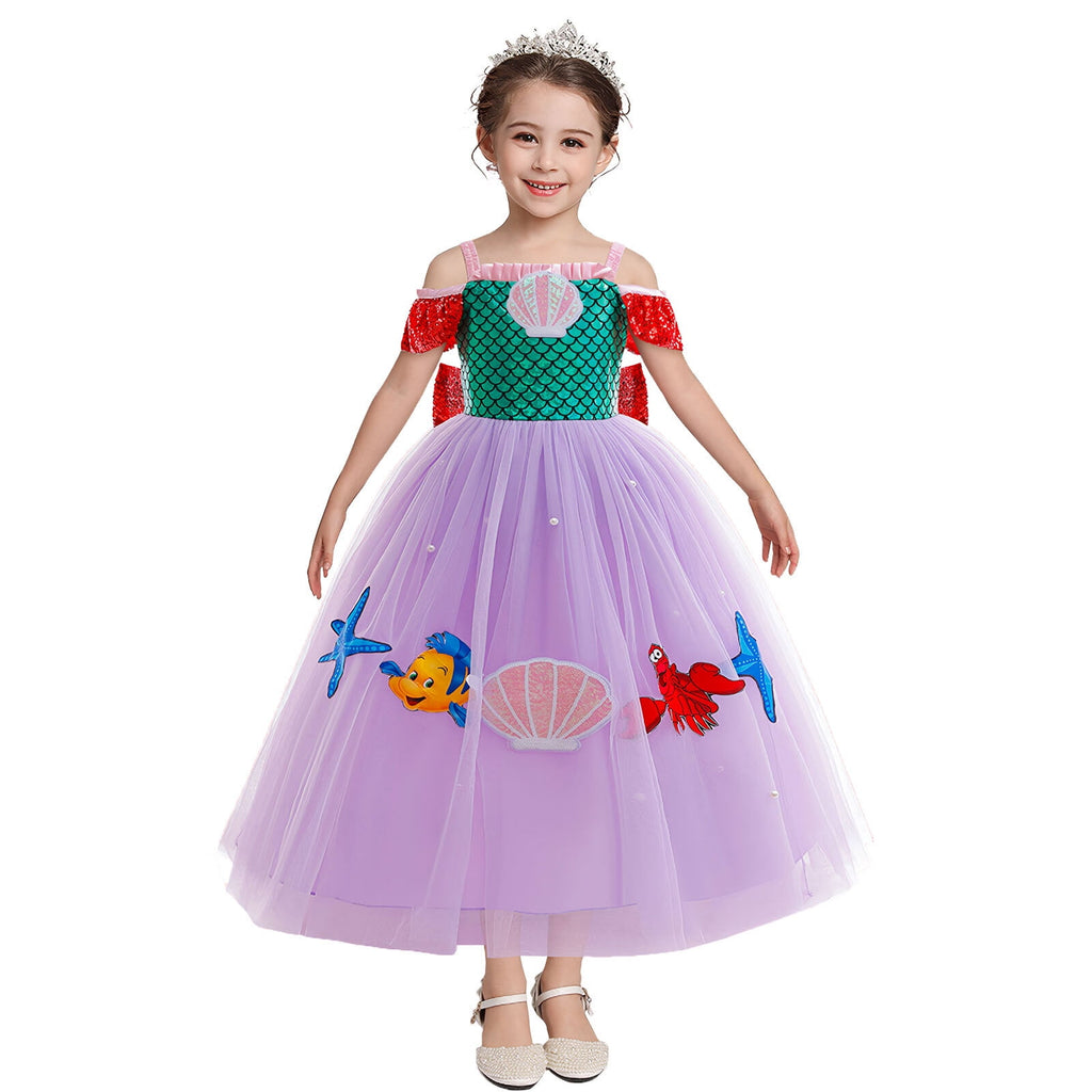 Girls Mermaid Princess Dress Costume Halloween Birthday Gown for 3-4T