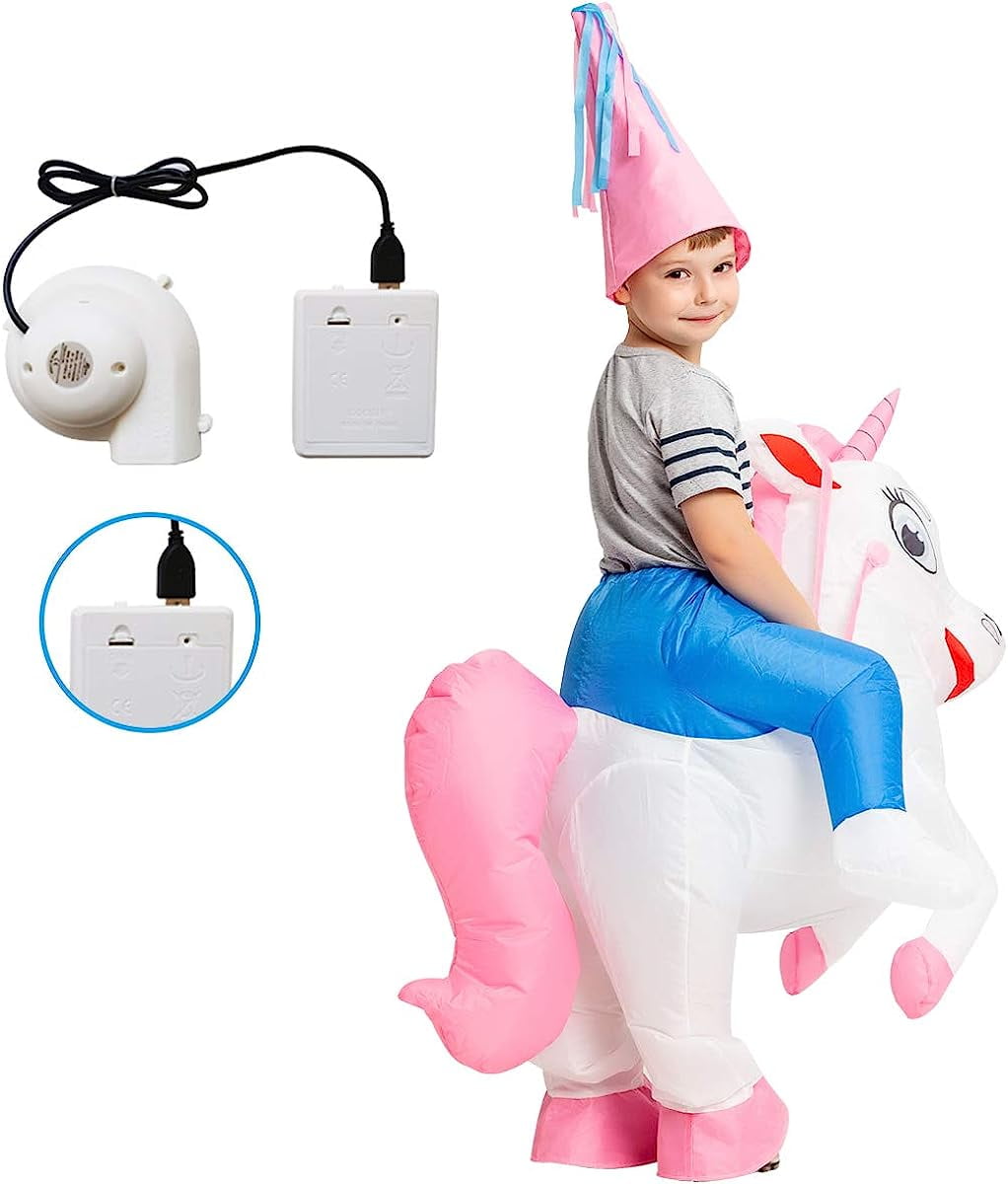  Inflatable Unicorn Costume for Kids Halloween Costumes Boys Girls Funny Blow up Costume for Halloween Party Cosplay