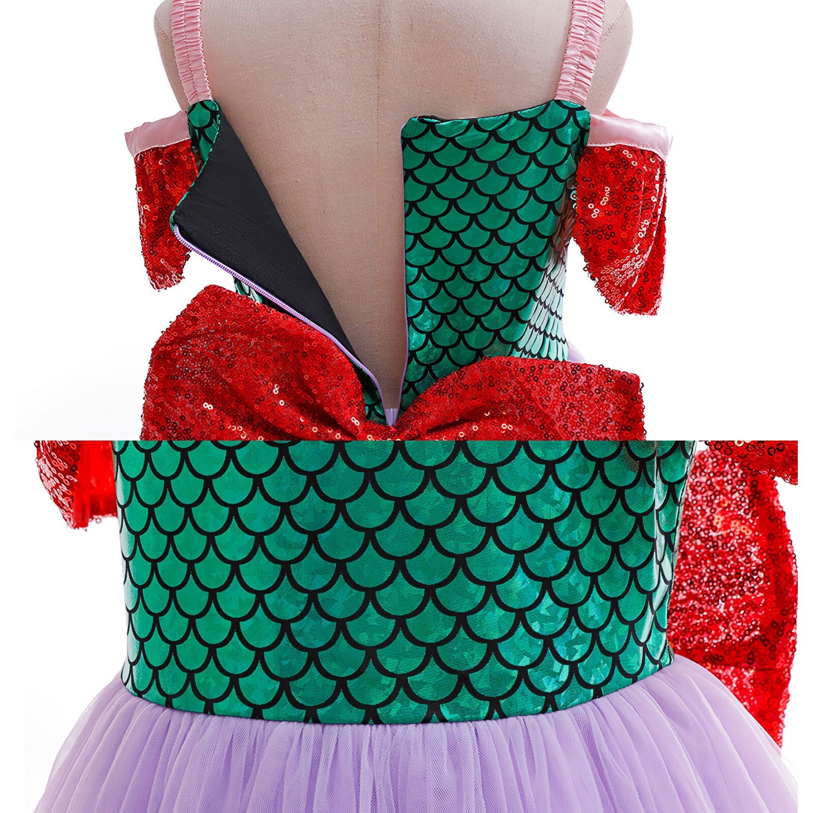 Girls Mermaid Princess Dress w/Accessories Halloween Costume Dress up 7-8 Year