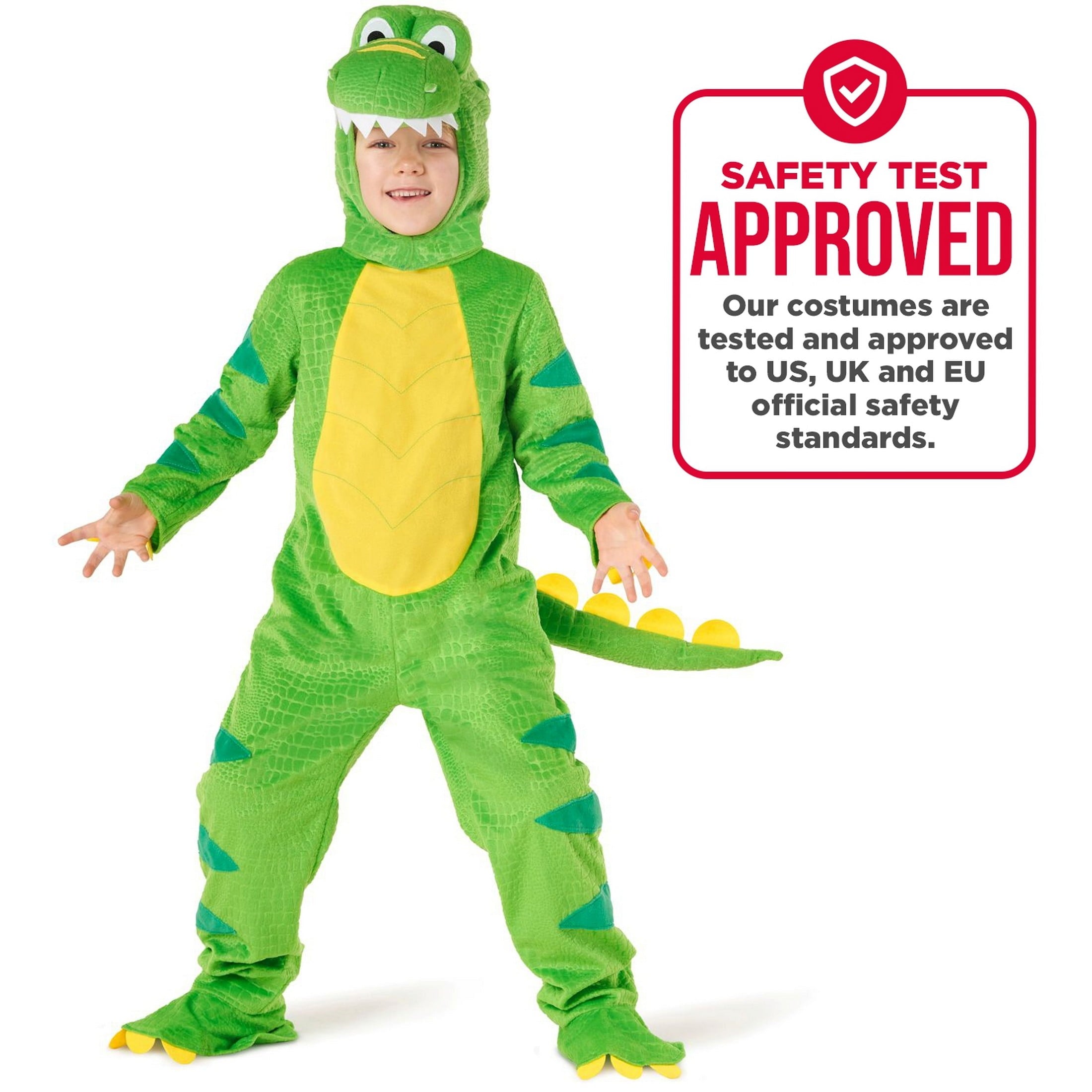  Kids Green T Rex Costume Boys Girls Dinosaur Jumpsuit Fancy Dress Halloween Green T2