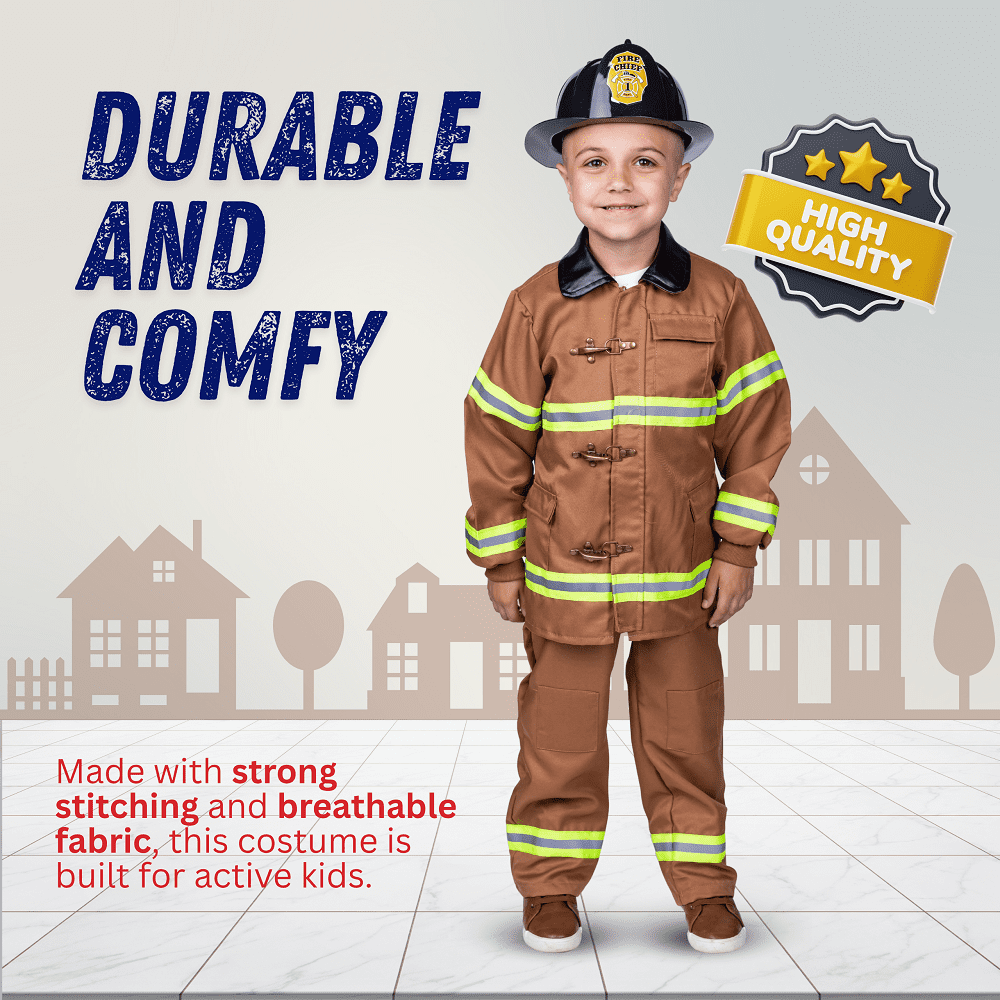 Dress Up America Fireman Costume for Kids - Role Play Firefighter Costume