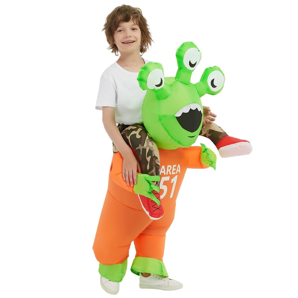 COMIN Halloween Inflatable Alien Costume Kids Cosplay Costumes Funny Ride on Blow Up Costumes Alien Suit for Teens