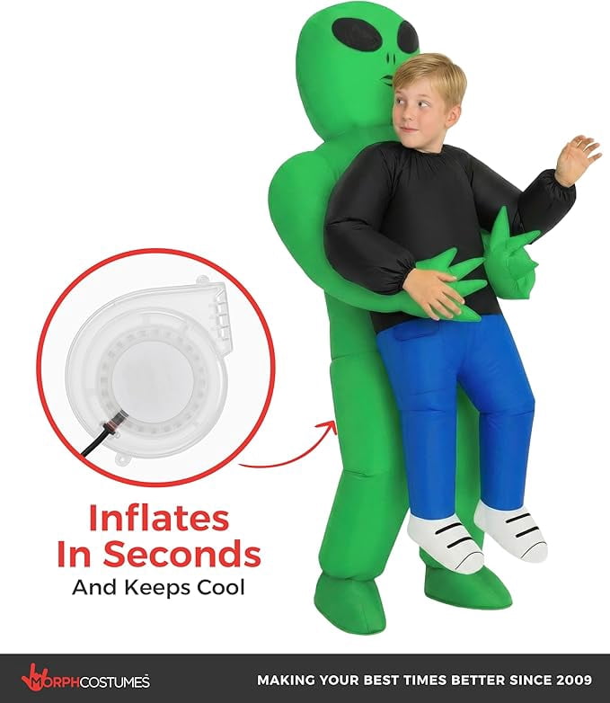  Alien Pmu Inflatable Kids Halloween Costume for Boy Green One Size