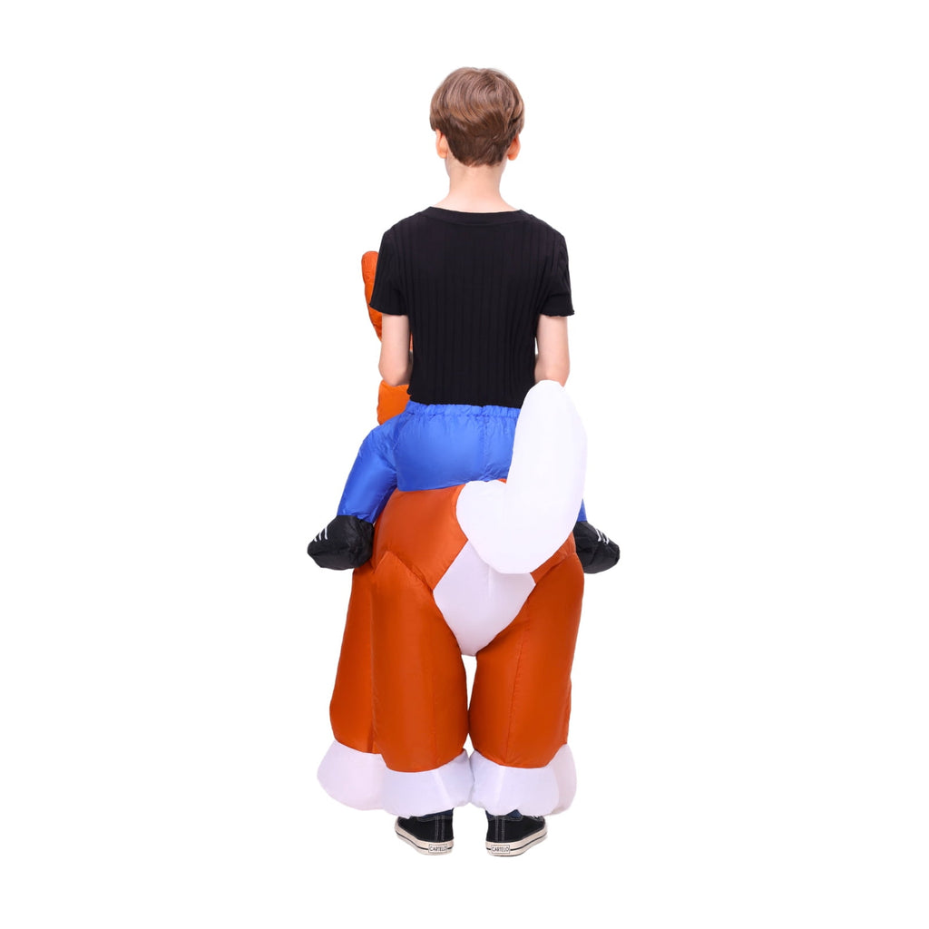 PTS Inflatable Costume Kid, Blow Up Ride On Corgi Dog Costume for Halloween Inflatables Cosplay Party