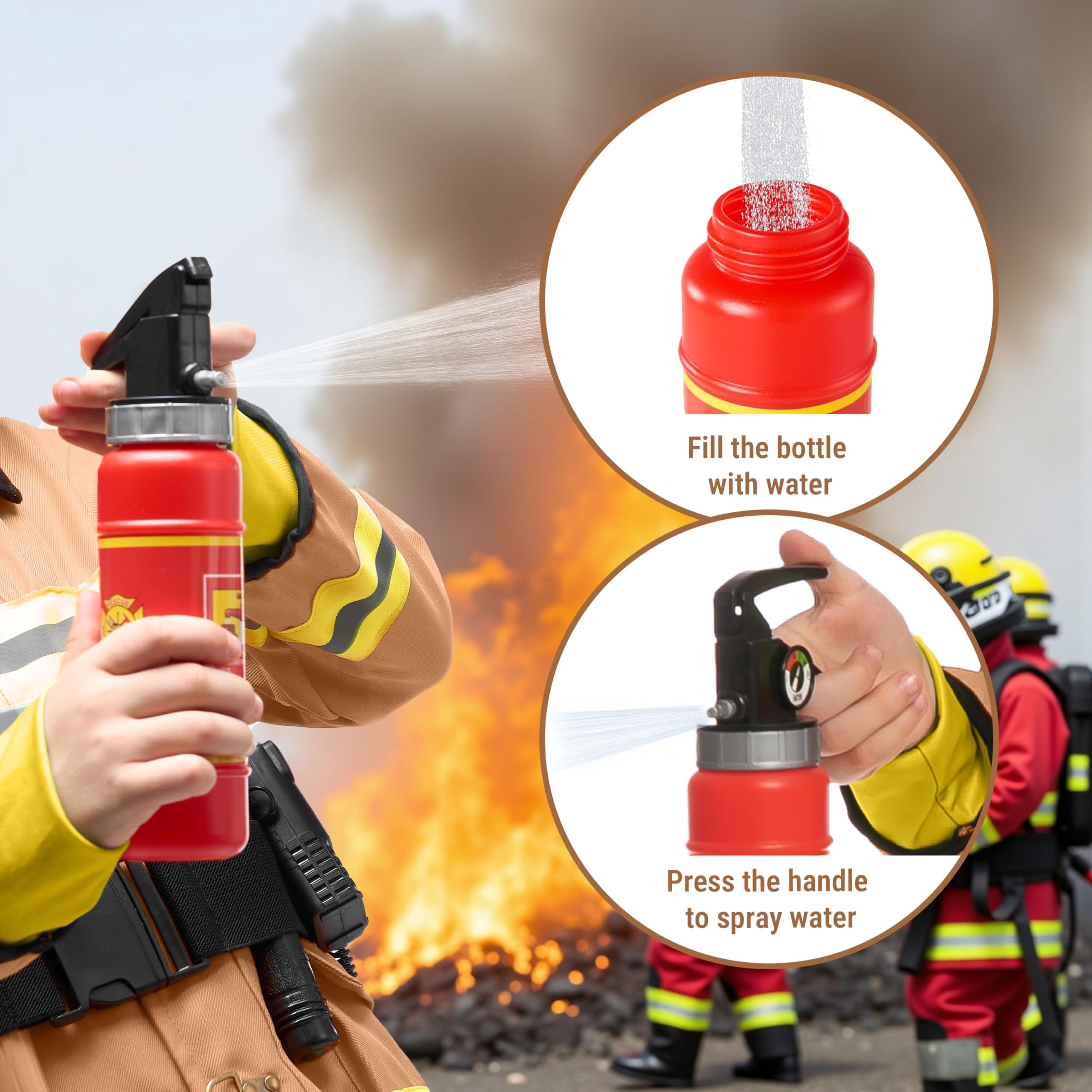  Halloween Kids Fireman Costume, Firefighter Costume for Boys Toddler Halloween Party Dress Up 3-7 Years
