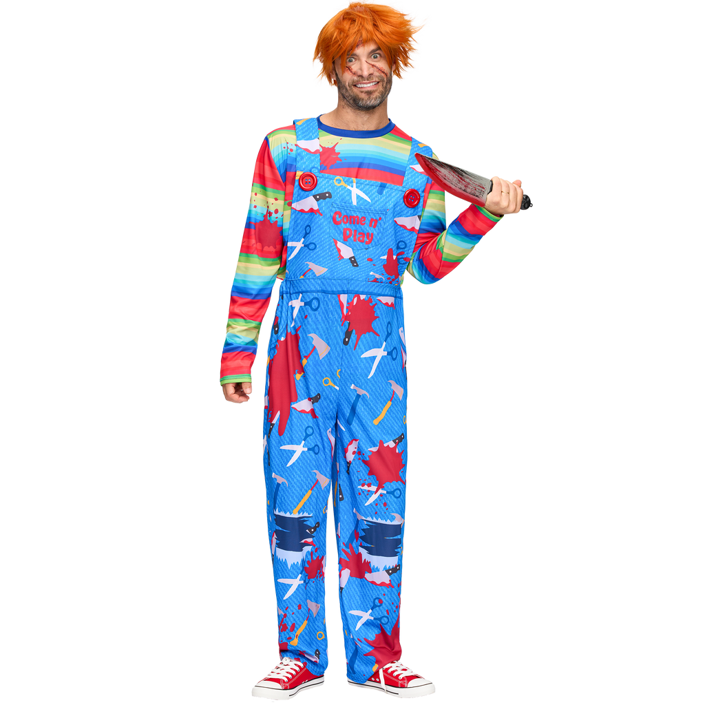  Men Killer Doll Costumes, Creepy Doll Costume for Adult Halloween Dress up Party Cosplay, Family Matching Costumes