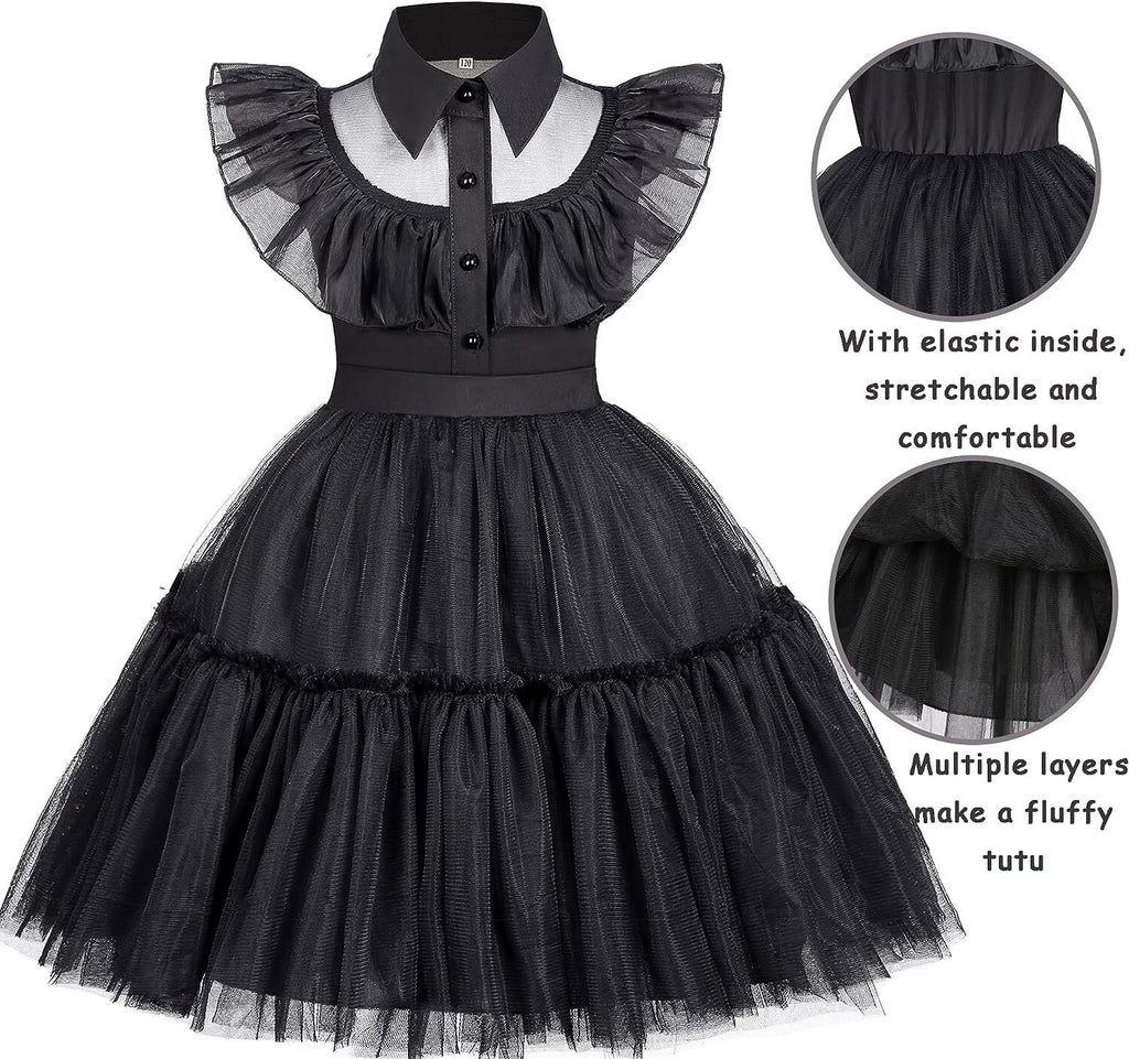 Toddler Girls Black Dance Dress Halloween Cosplay Party Outfit